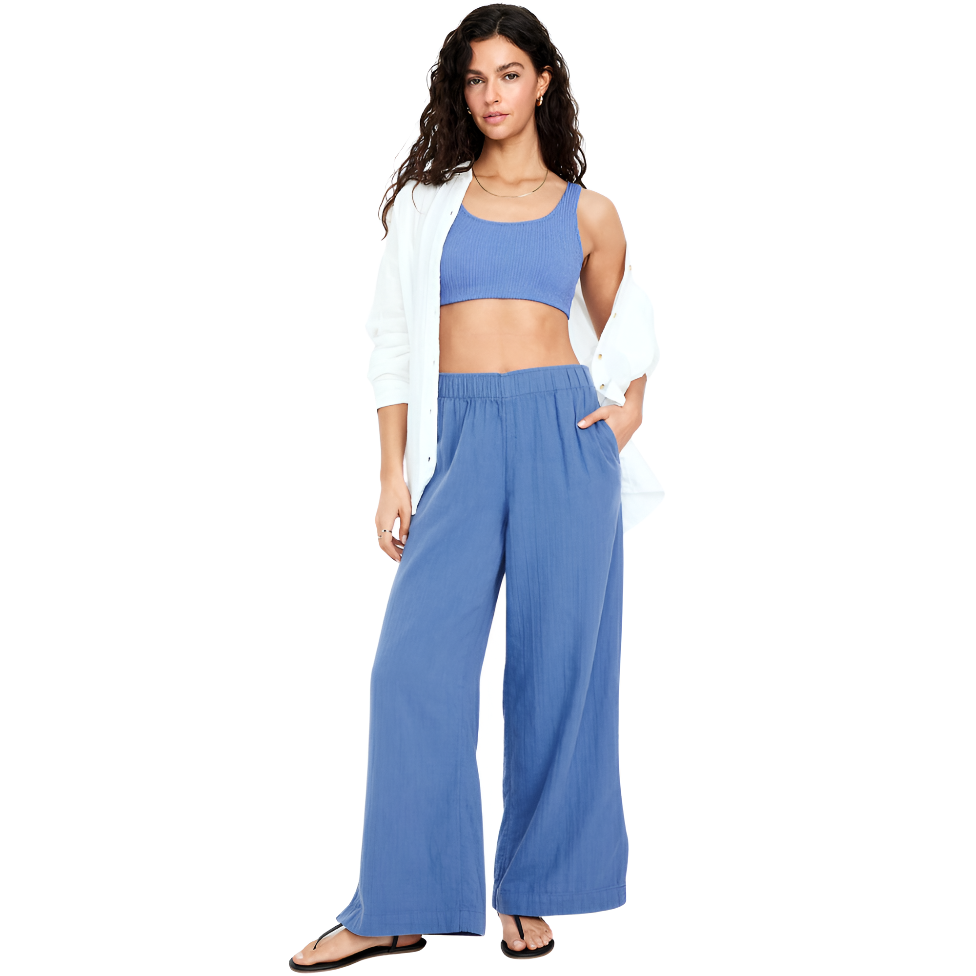 High Waisted Crinkle Gauze Super Wide Leg Pants-My Comfy PantHigh Waisted Crinkle Gauze Super Wide Leg Pants - Image 3