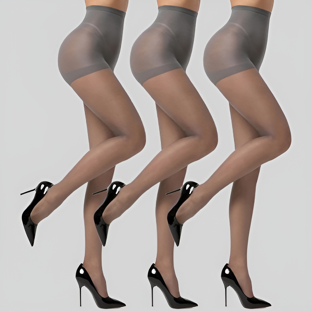 3 Pairs High Waist Sheer Tights With Control Top For Women