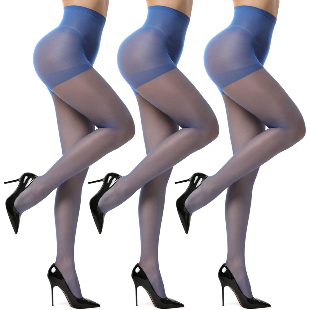 3 Pairs Of Sheer Tights With High Rise Control Top For Women