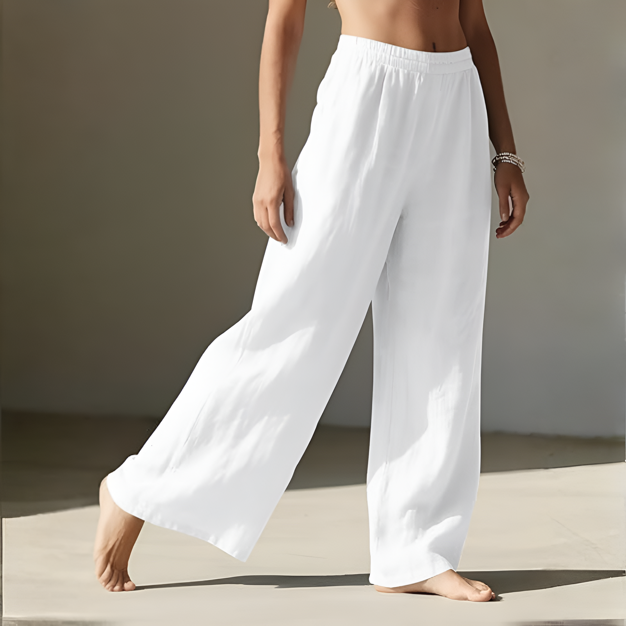 [Copy]High Waist Cropped Wide PantsWide Fit Summer Flowy Palazzo Pants For Women  - Image 3