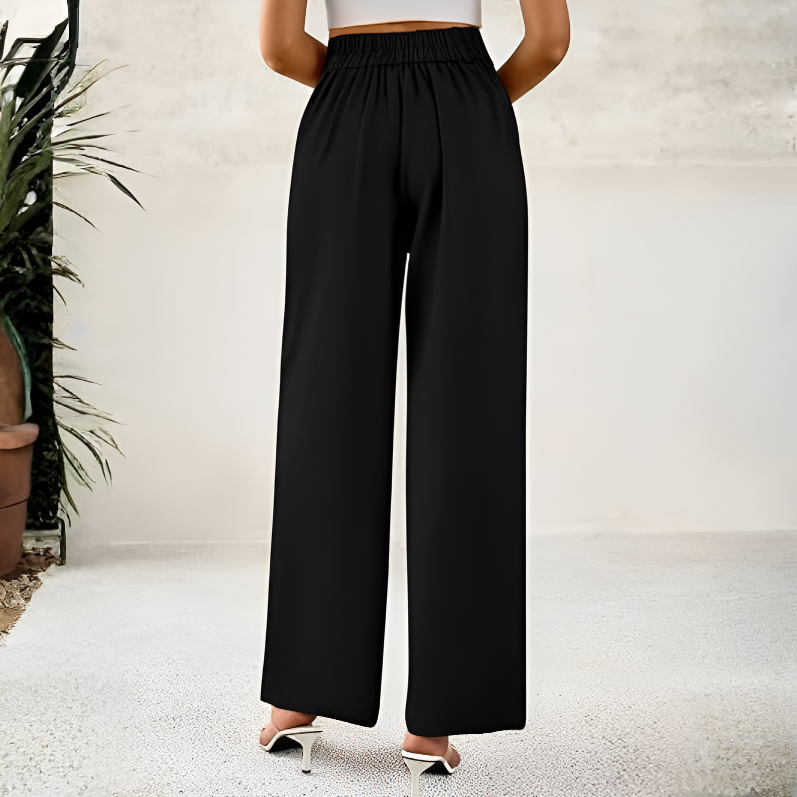 Women Wide Leg Dress Pants 2026 High Waisted Button Pleated Business Casual Trousers Office Work Palazzo PantsWide Fit High Rise Button Pleated Trousers For Women  - Image 3