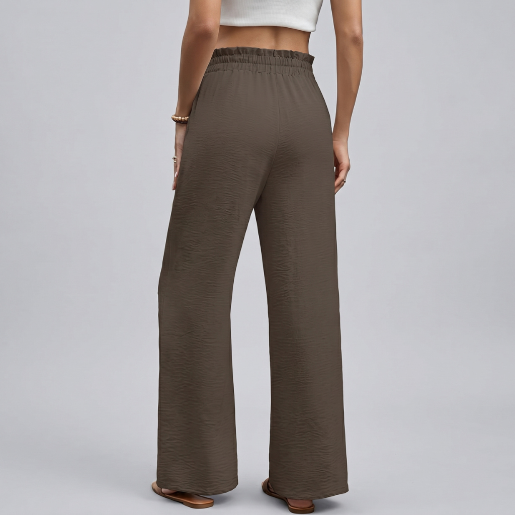 Loose Fit Drawstring Wide Pants With Pockets For Women