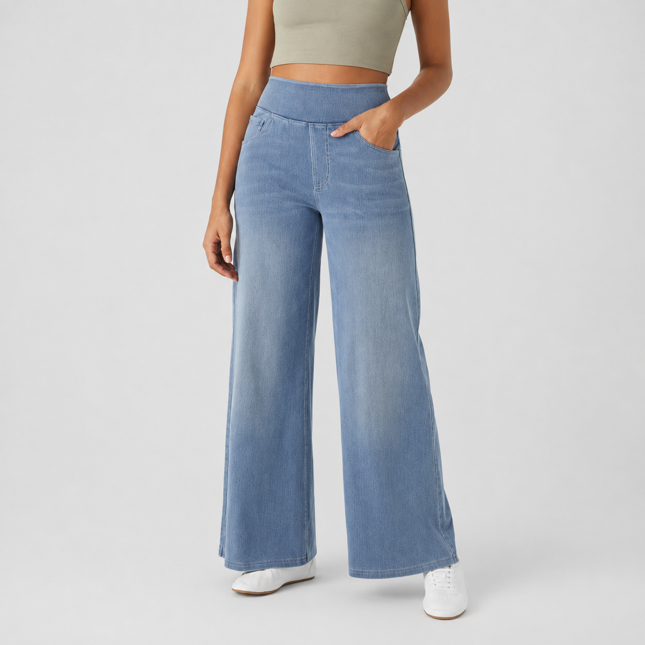 Baggy Casual Wide Washed Jeans With Pockets For Women