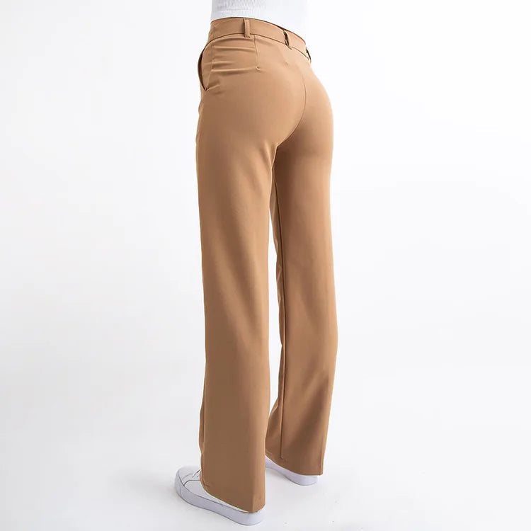 High Waisted Suit Pants With Straw Pleats-My Comfy Pant