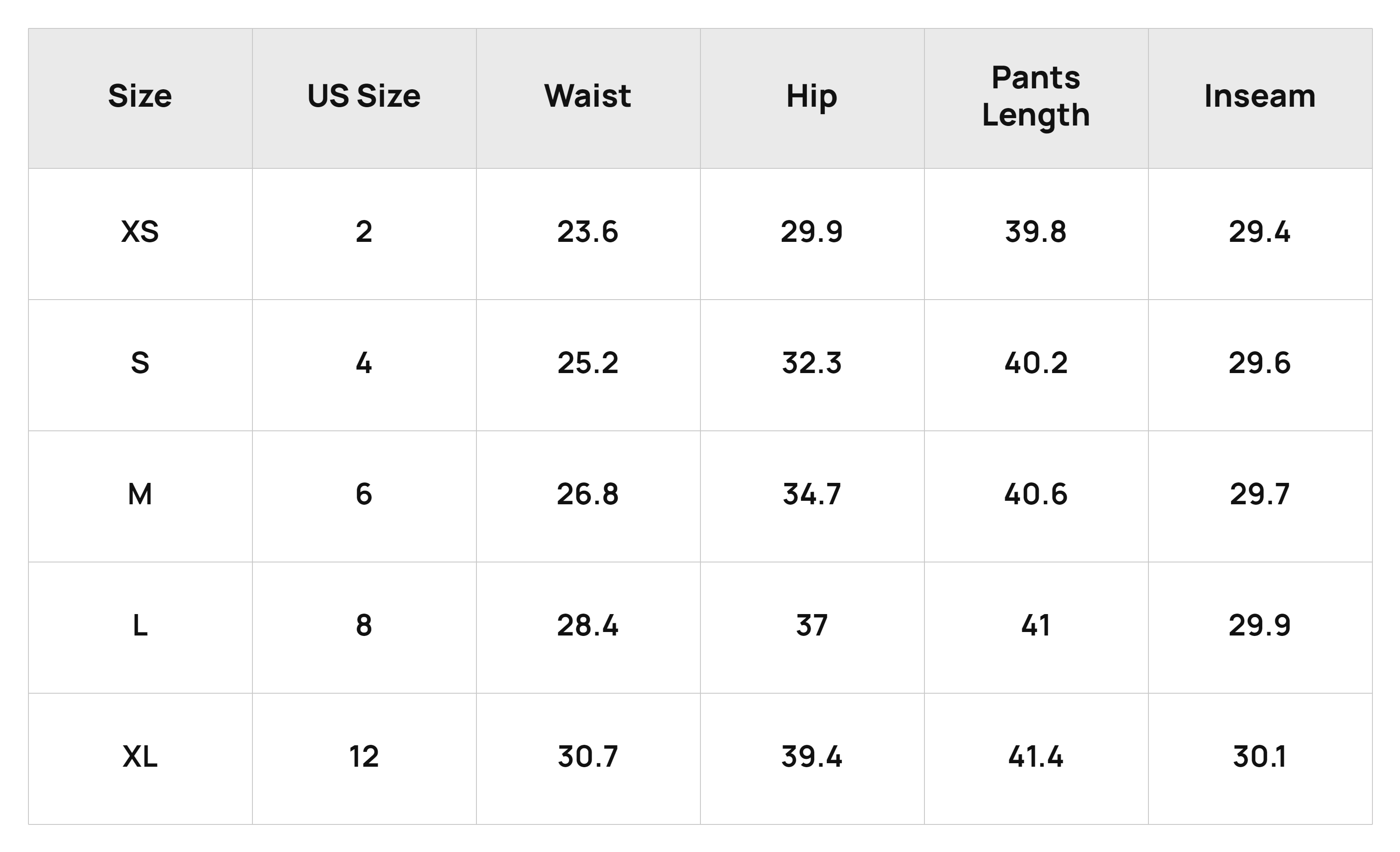 Size Chart