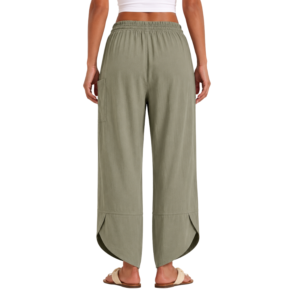 Wide Rise Casual Boho Capri Palazzo Pants For Women With Pockets