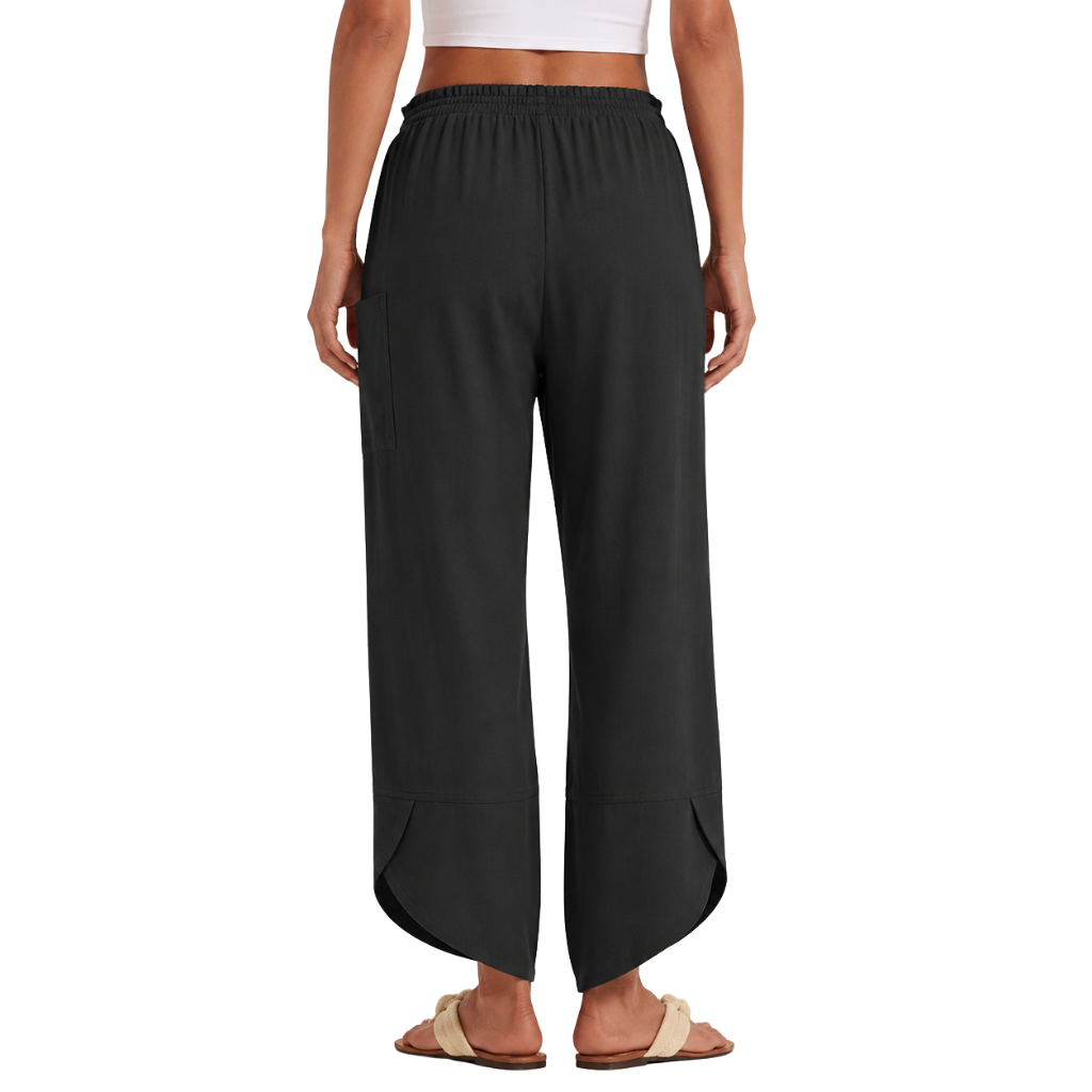 Wide Rise Casual Boho Capri Palazzo Pants For Women With Pockets