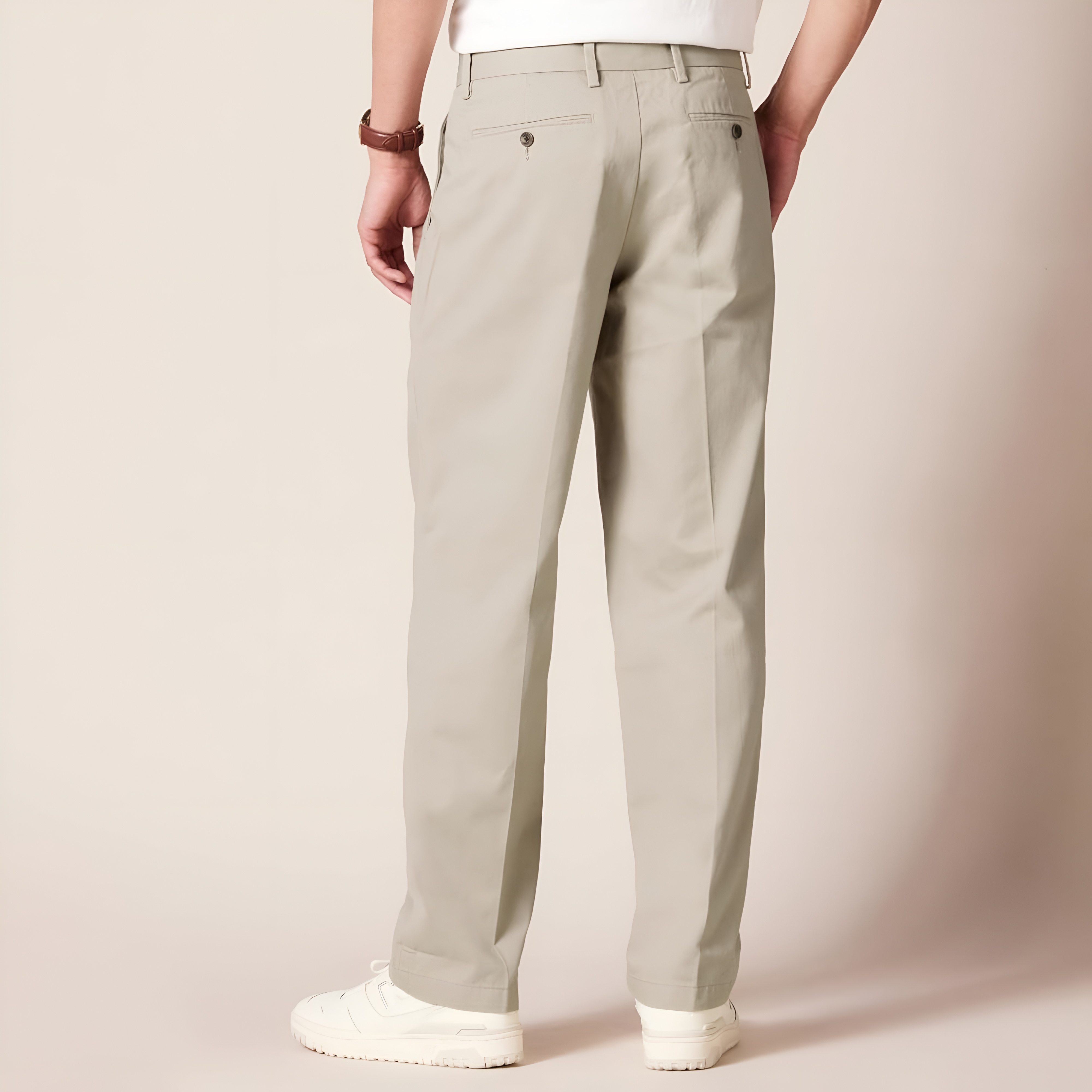 Men's Classic-Fit Wrinkle-Resistant Pleated Chino PantPleated Style Straight Fit Chino Pants For Men - Image 3