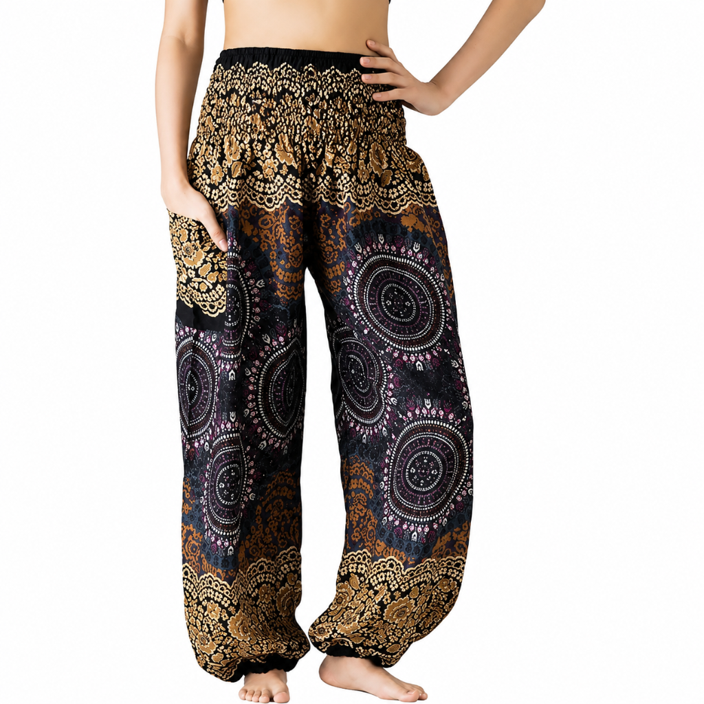 Boho Printed Yoga Pants With Pockets For Women