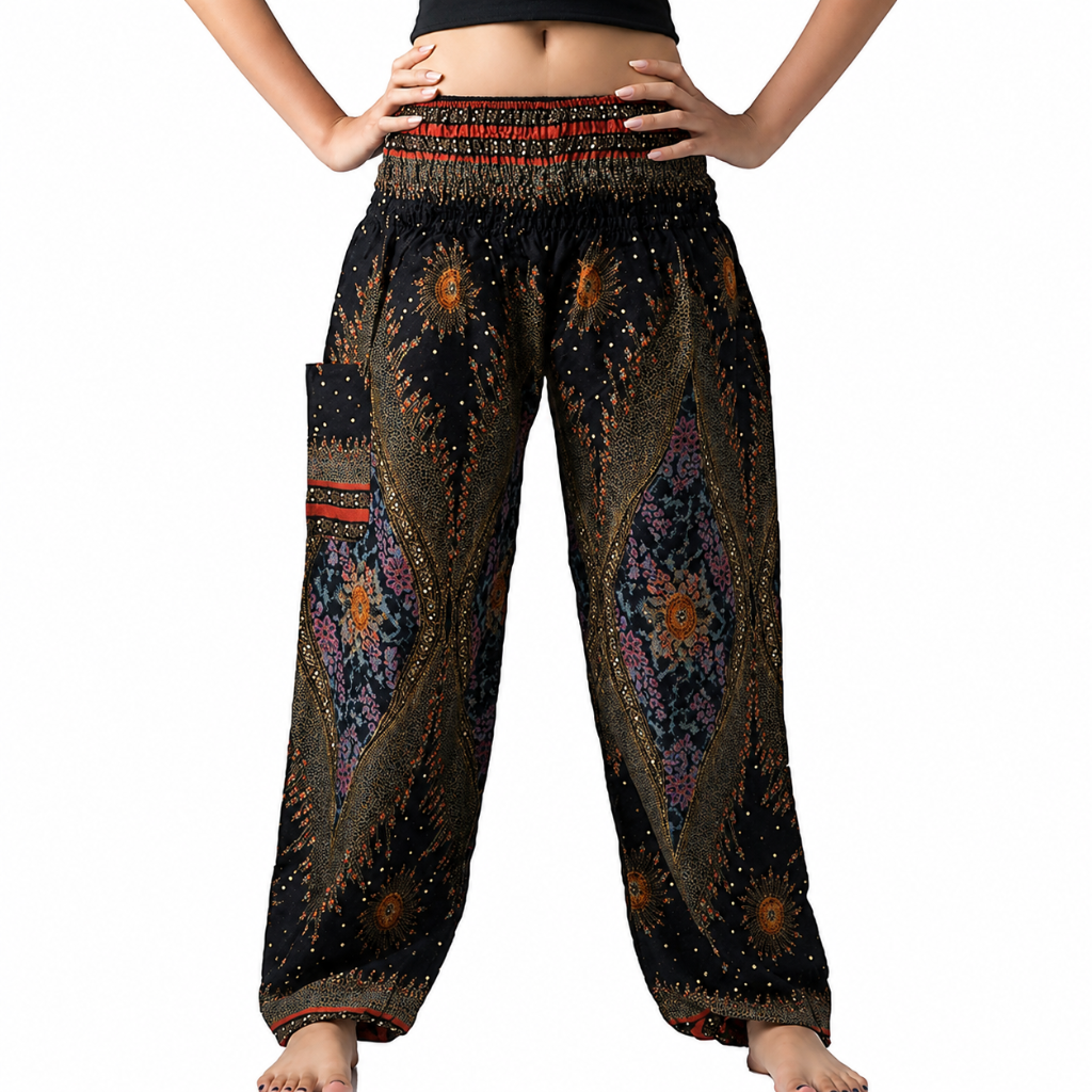 Boho Printed Yoga Pants With Pockets For Women