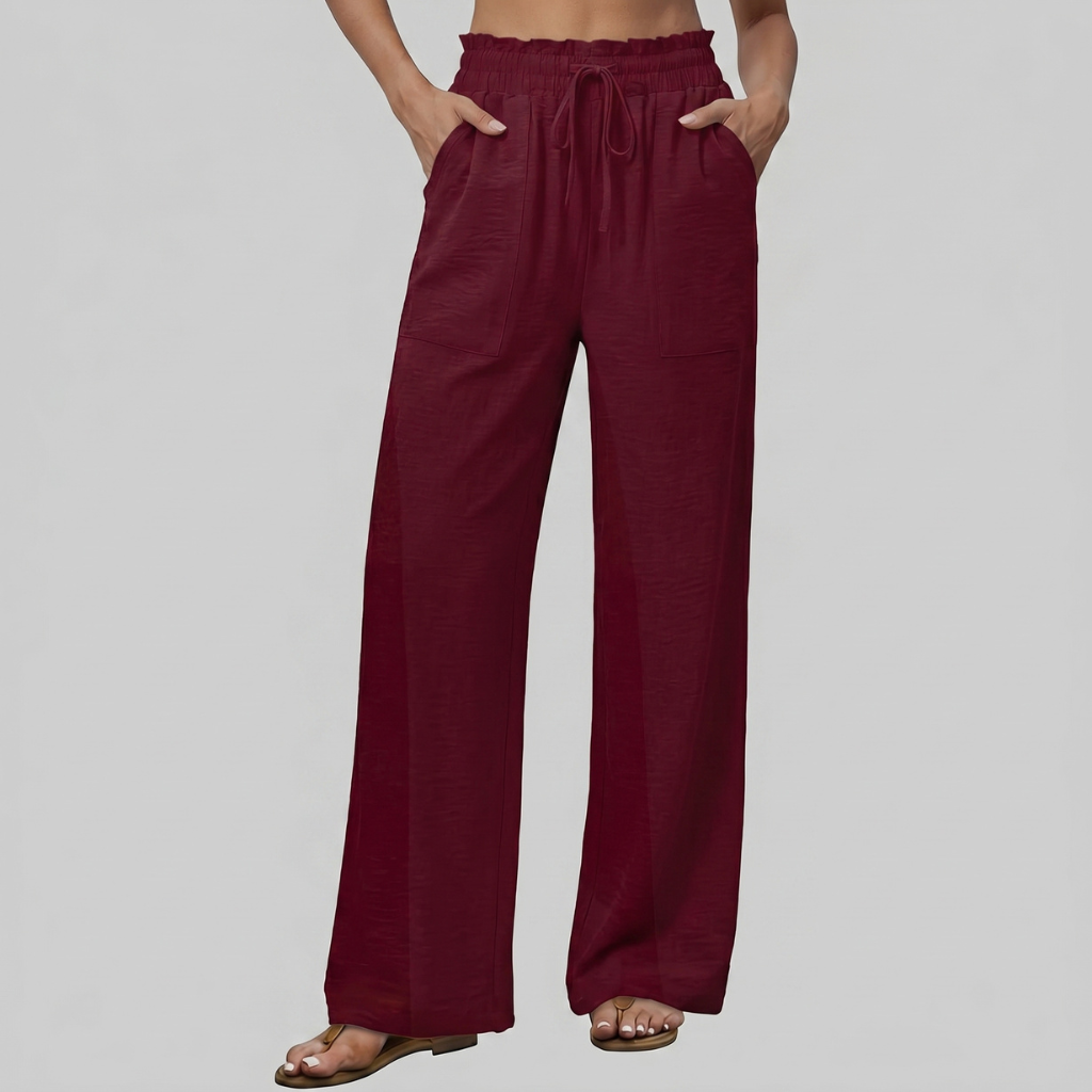 Loose Fit Drawstring Wide Pants With Pockets For Women