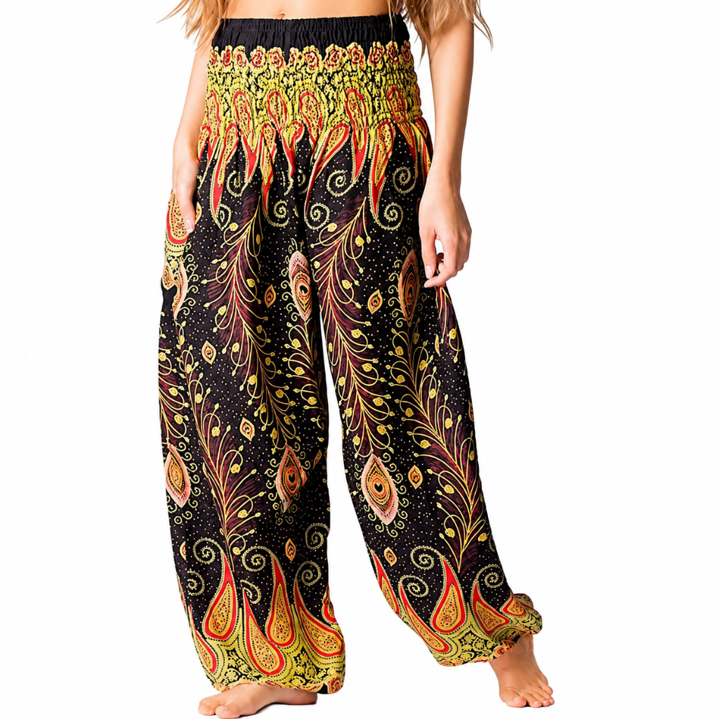 Boho Printed Yoga Pants With Pockets For Women
