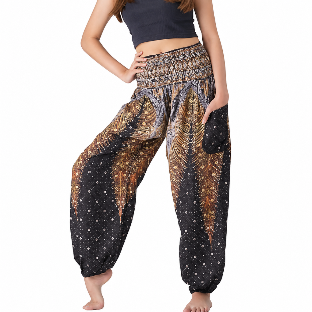 Boho Printed Yoga Pants With Pockets For Women