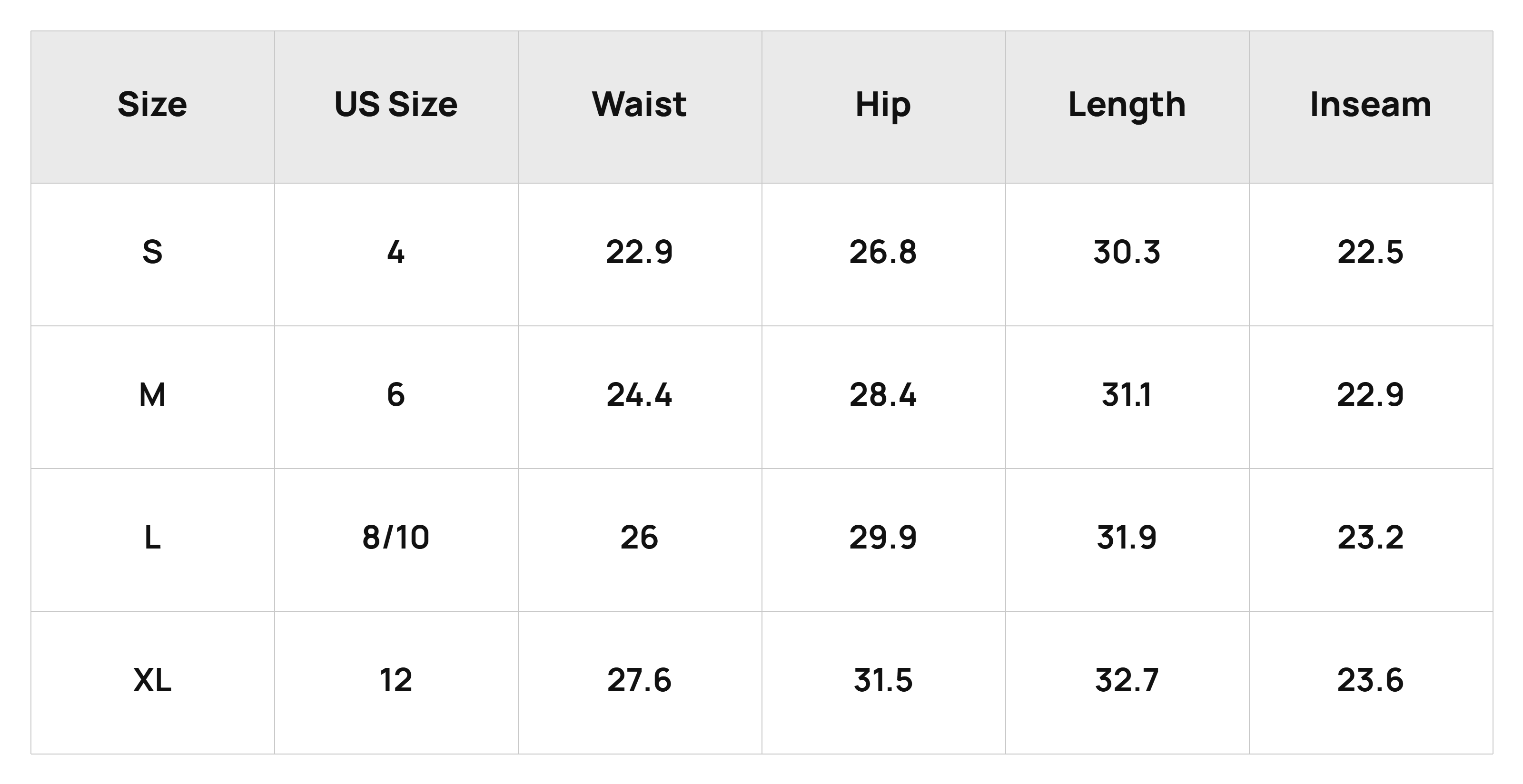 Size Chart