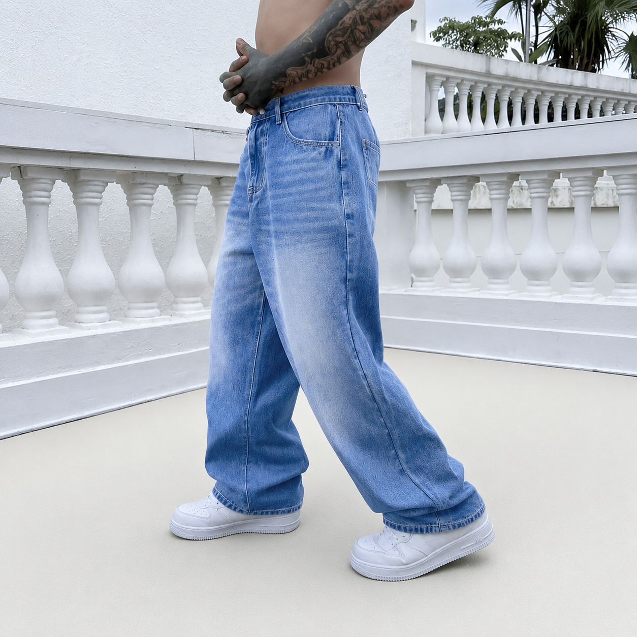 Loose Vintage Washed Streetwear Jeans For Men