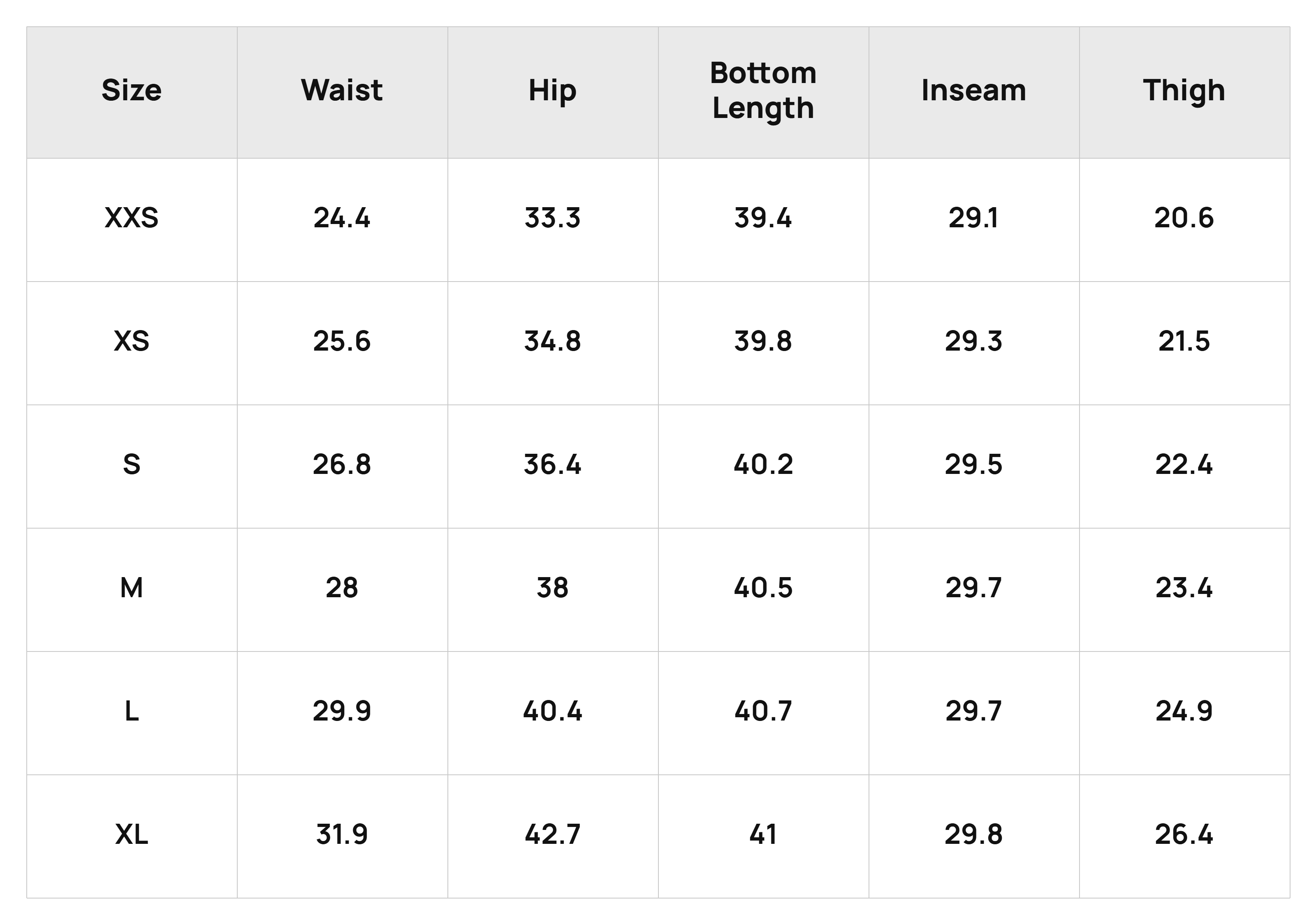 Size Chart