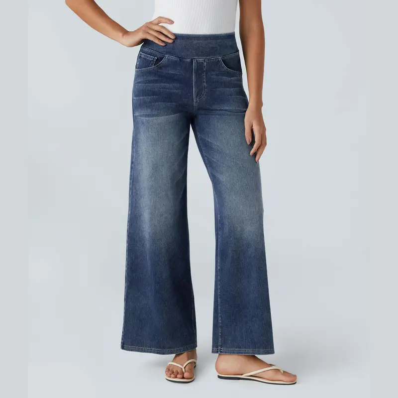 Baggy Casual Wide Washed Jeans With Pockets For Women