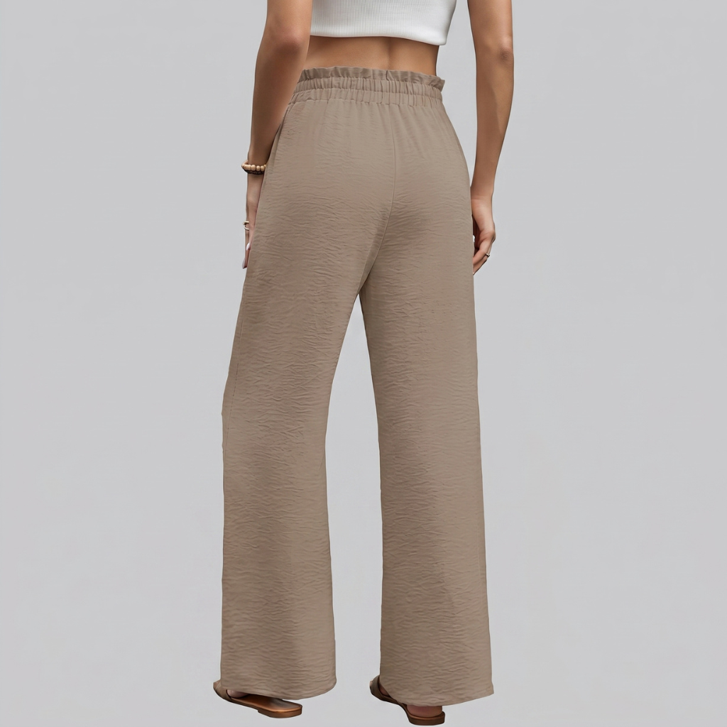 Loose Fit Drawstring Wide Pants With Pockets For Women