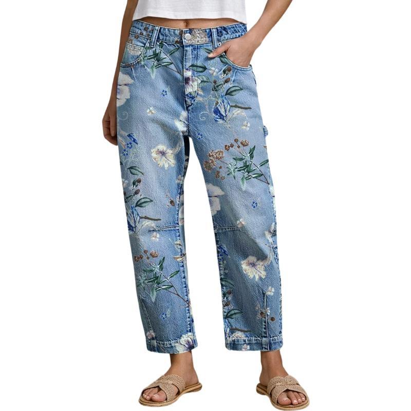 Mid Rise Casual Barrel Stretchy Fit Jeans For Women