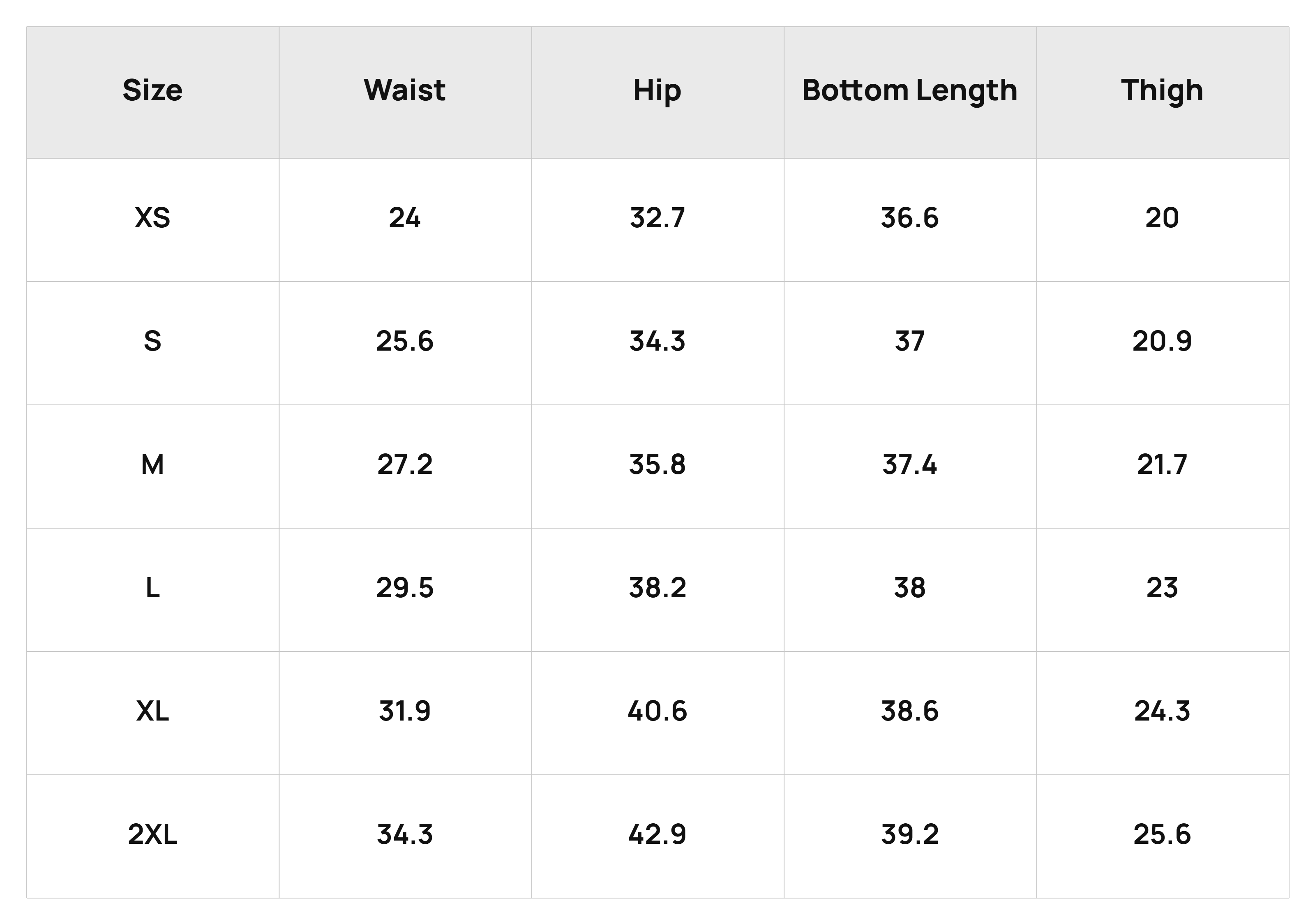 Size Chart