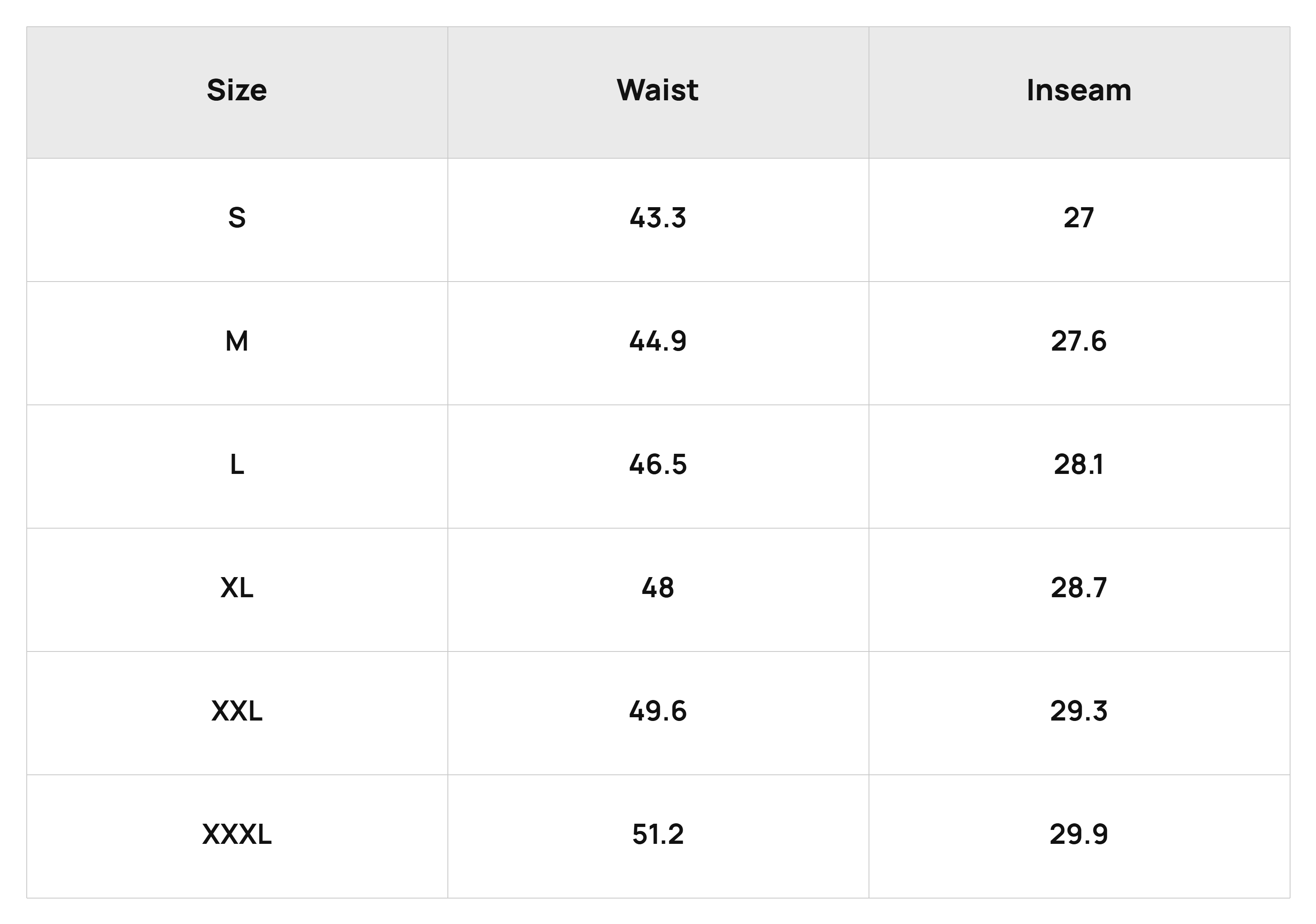 Size Chart