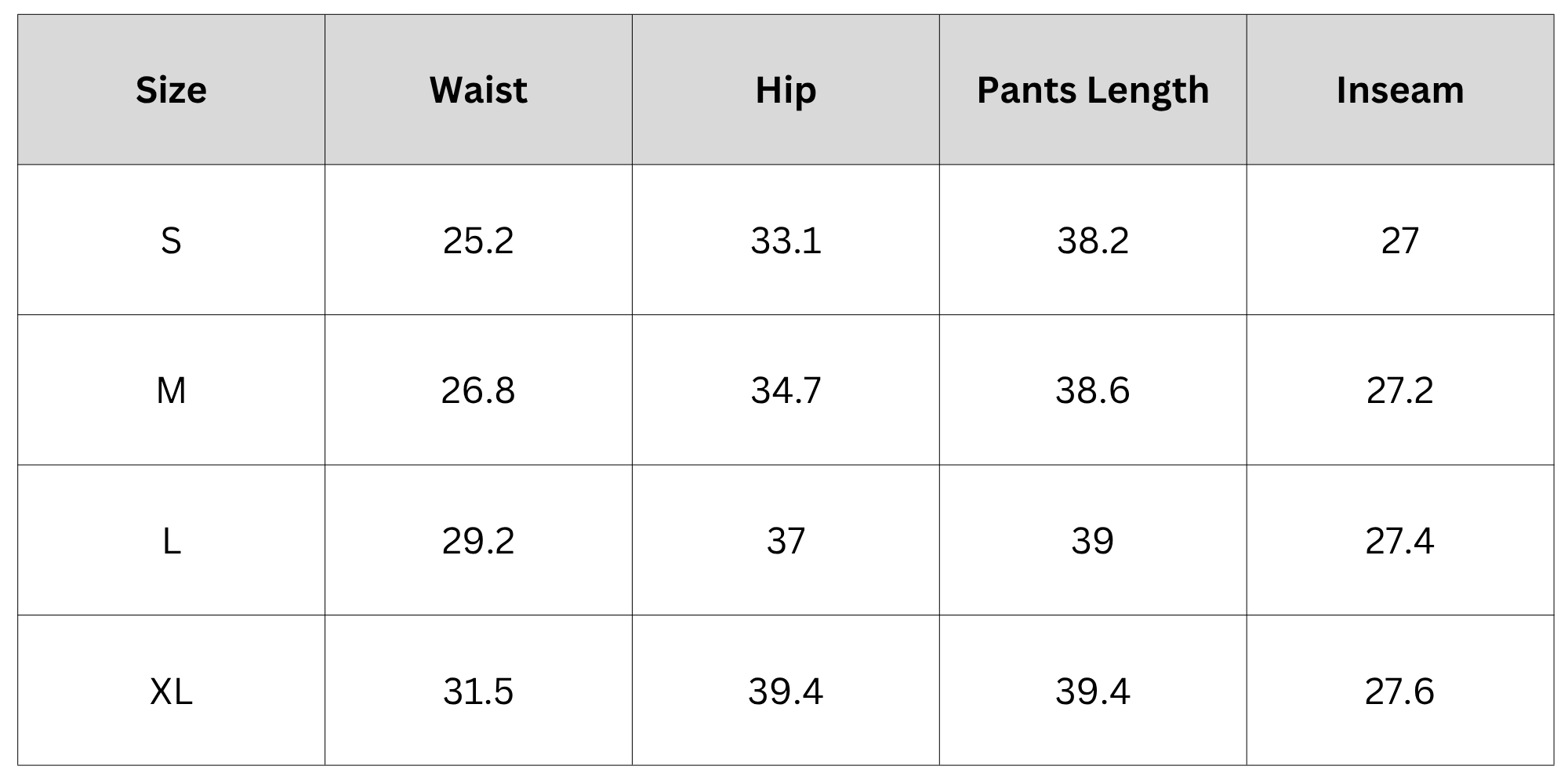 Size Chart