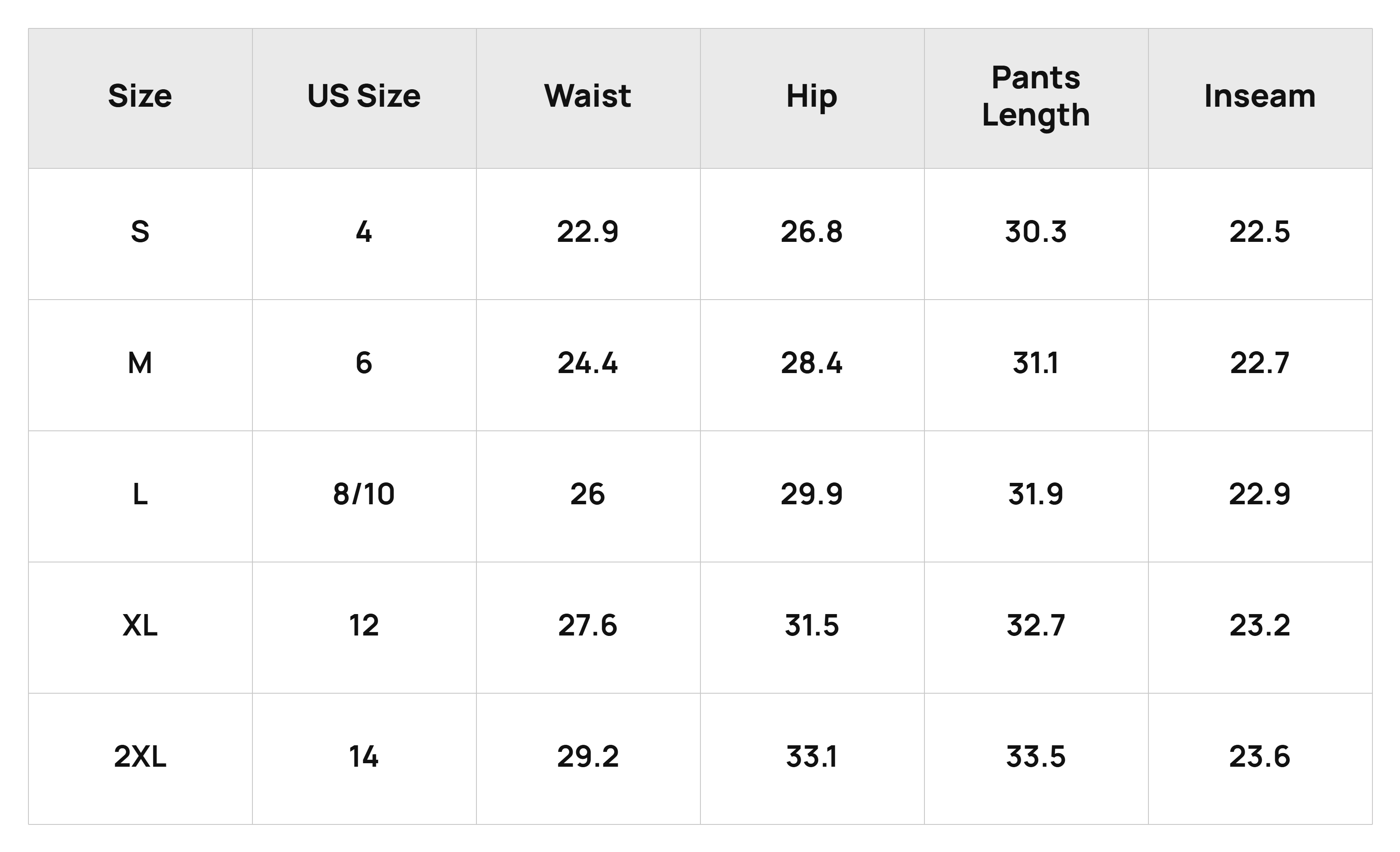 Size Chart