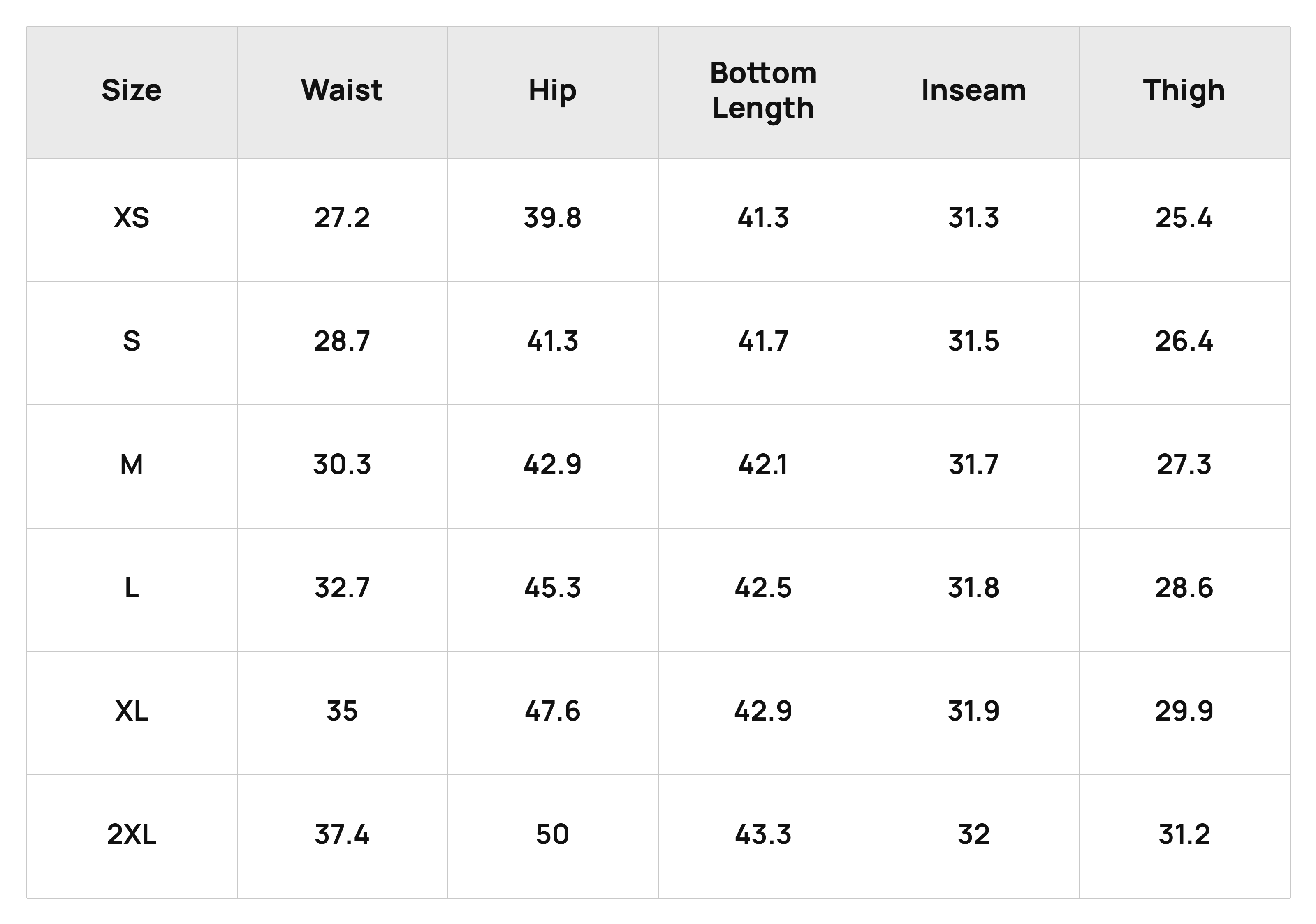 Size Chart