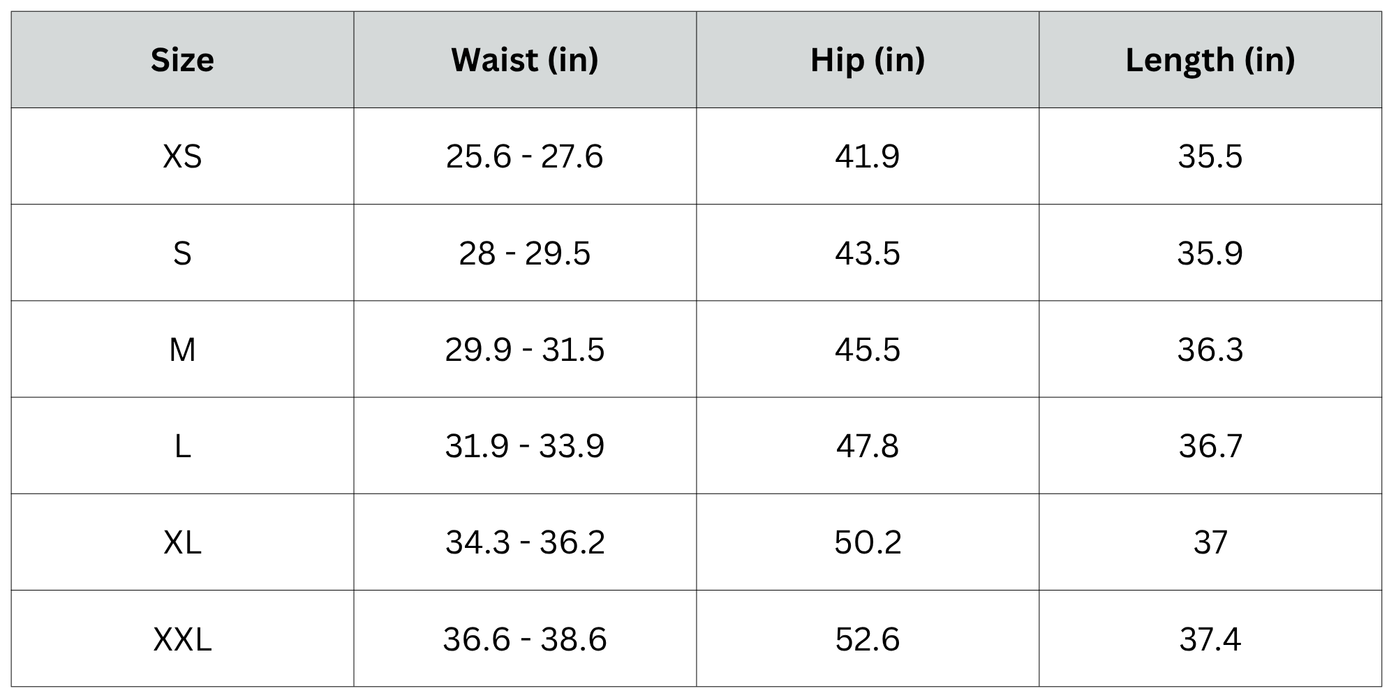 Size Chart