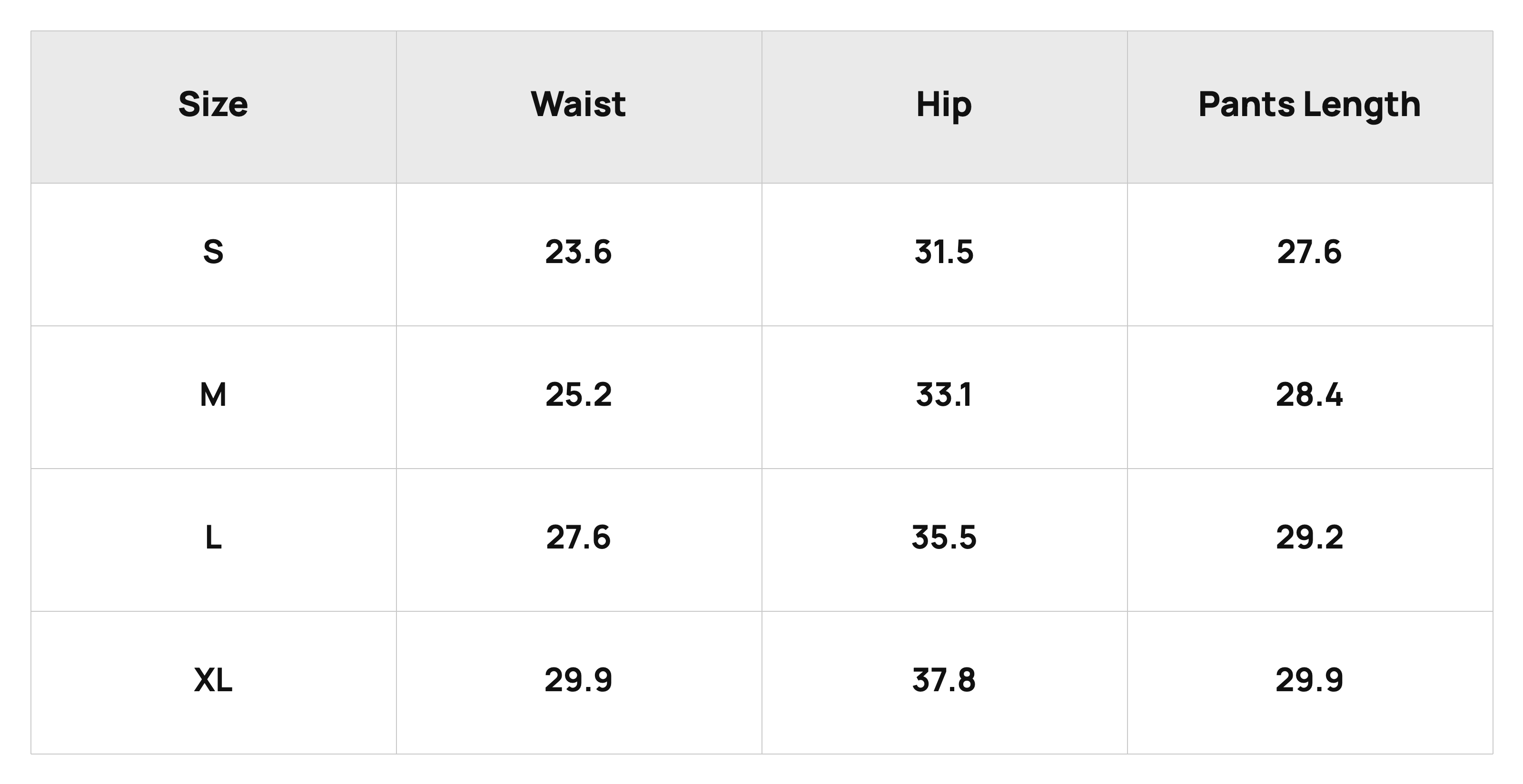 Size Chart