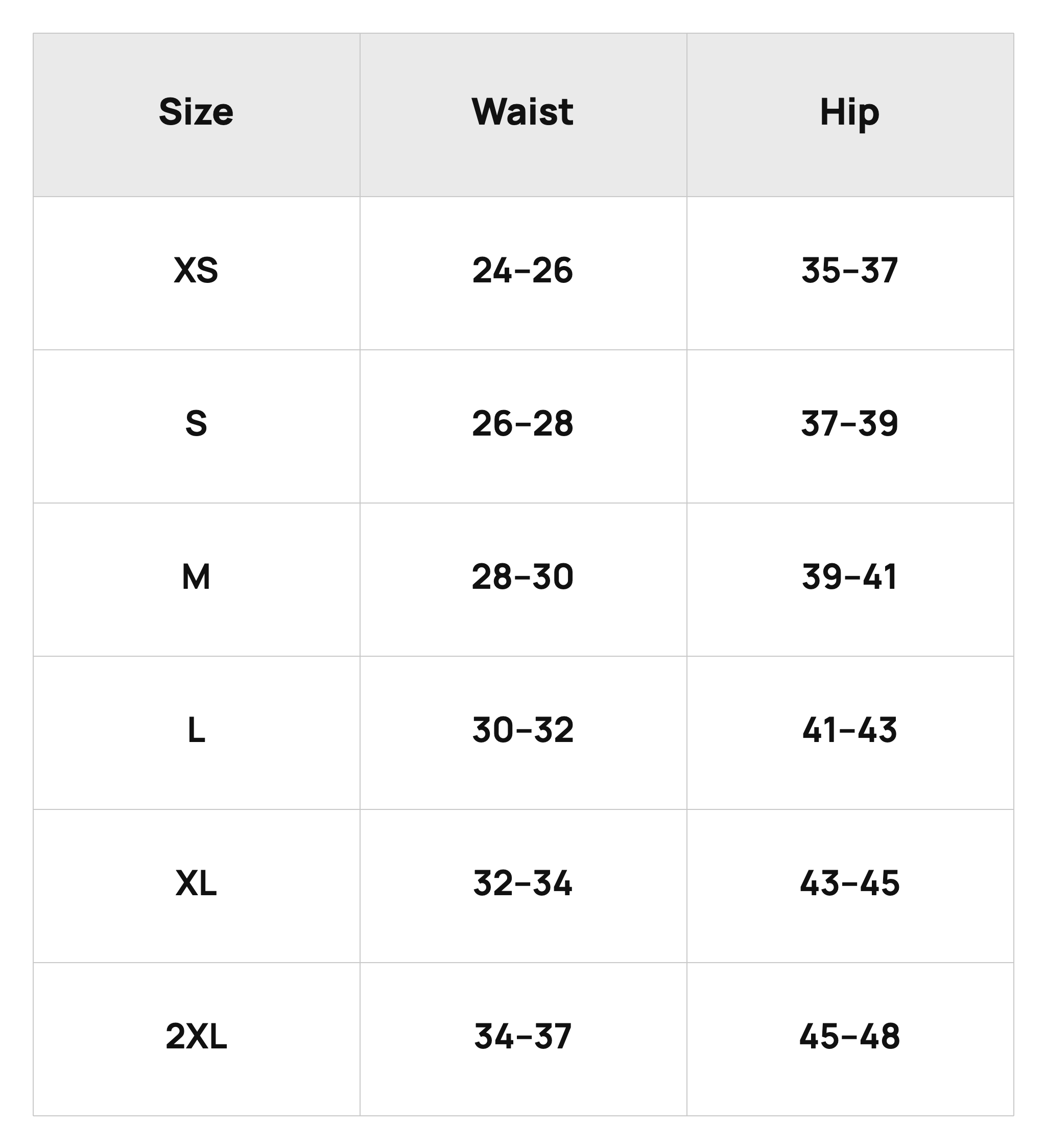 Size Chart