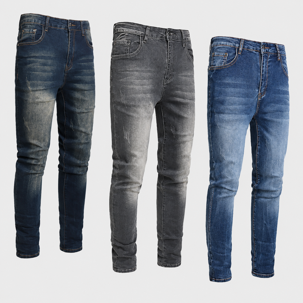 Pack Of 3 Slim Fit Ripped Fashion Jeans For Men