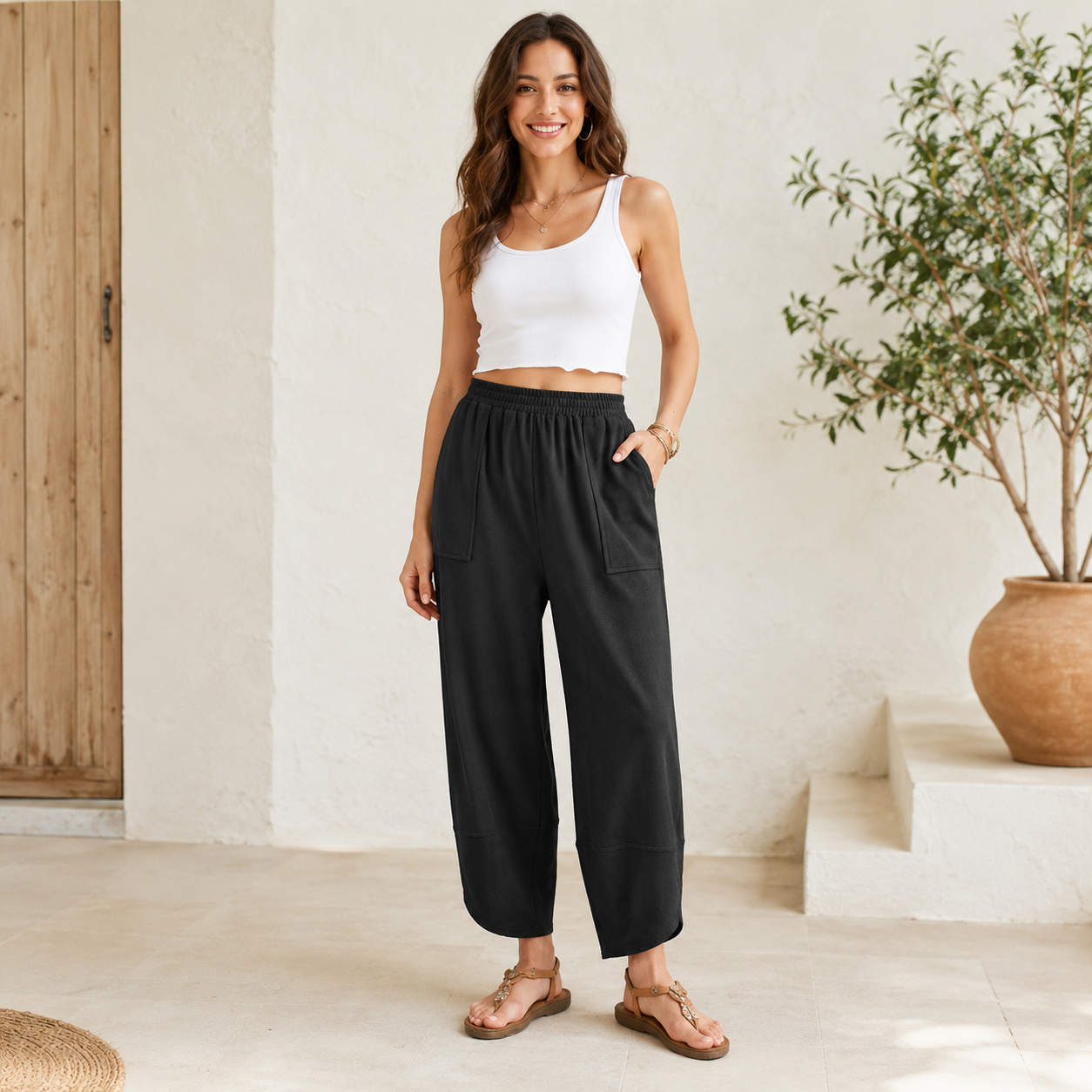Casual Harem Pants With Pockets And Loose Palazzo Style For Women