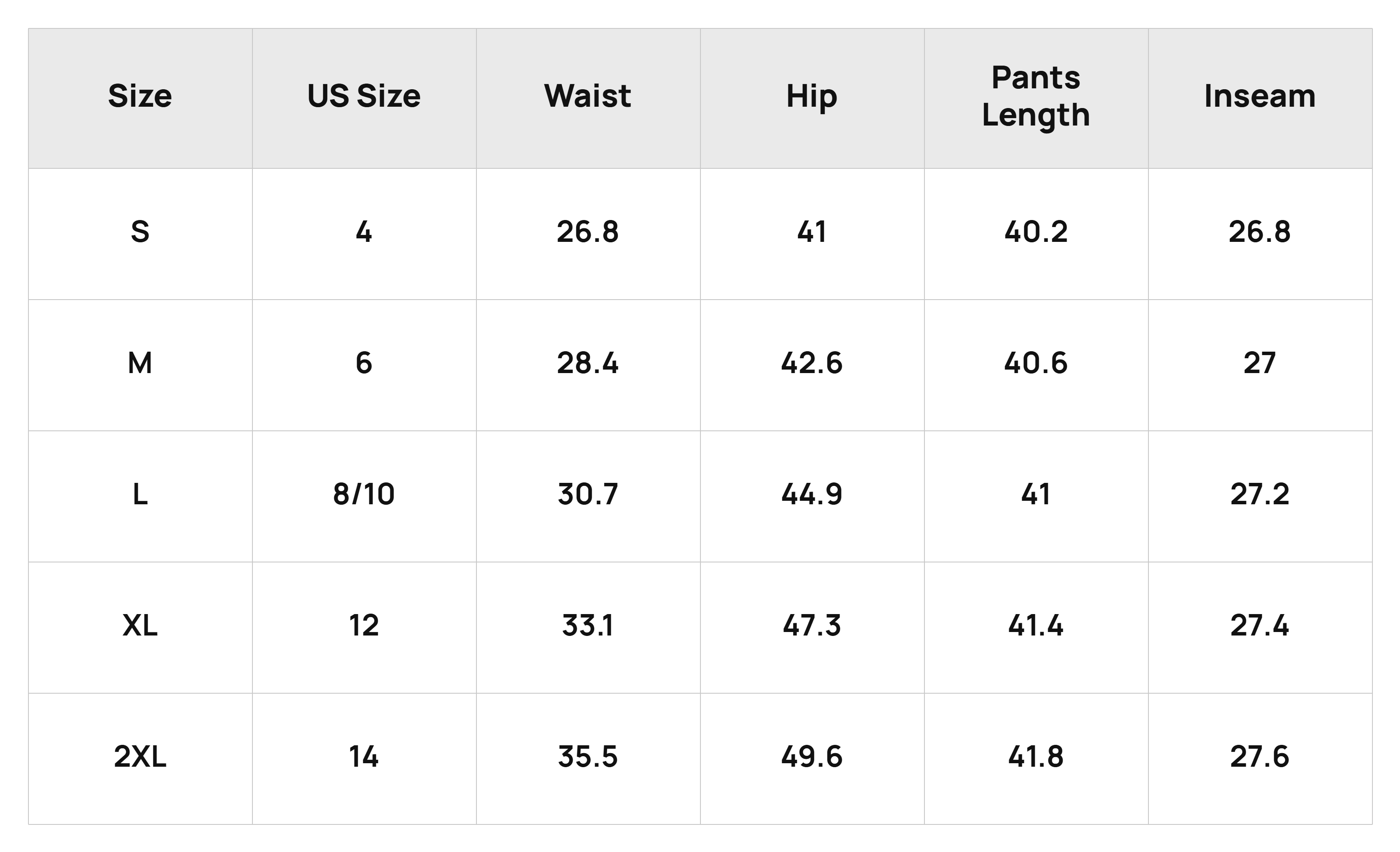 Size Chart