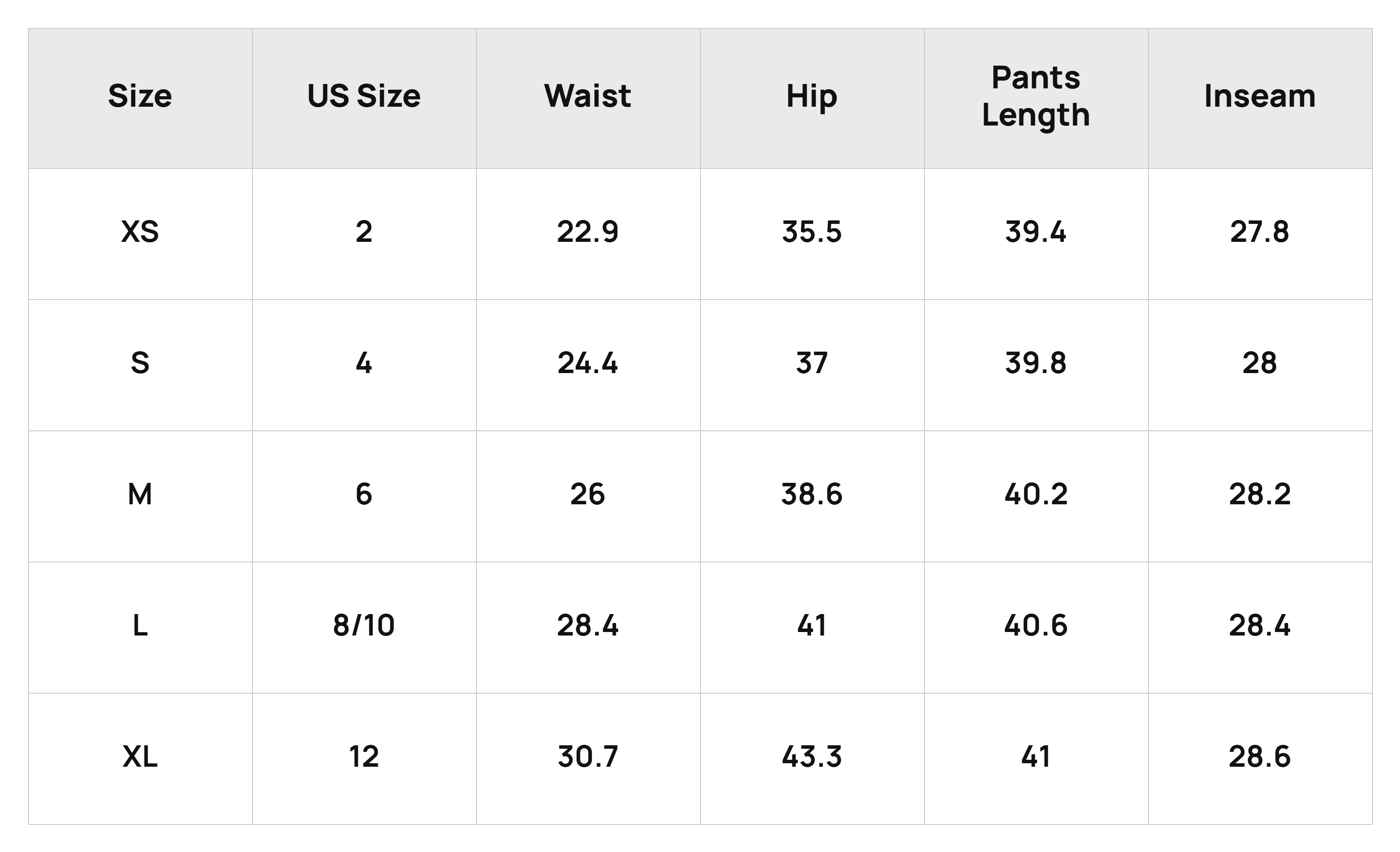 Size Chart