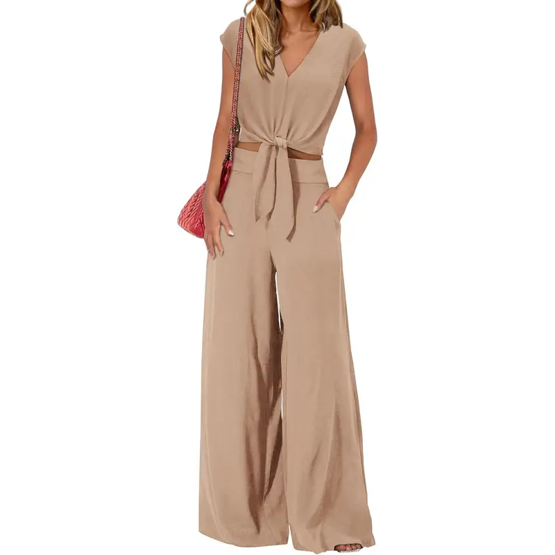Summer 2 Piece Wide Pant Set for WomenSummer 2 Piece Wide Pant Set for Women - Image 9