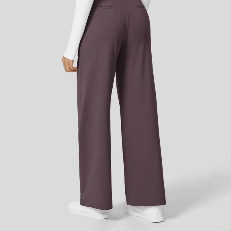 High Waisted Straight Pants With Side Pocket