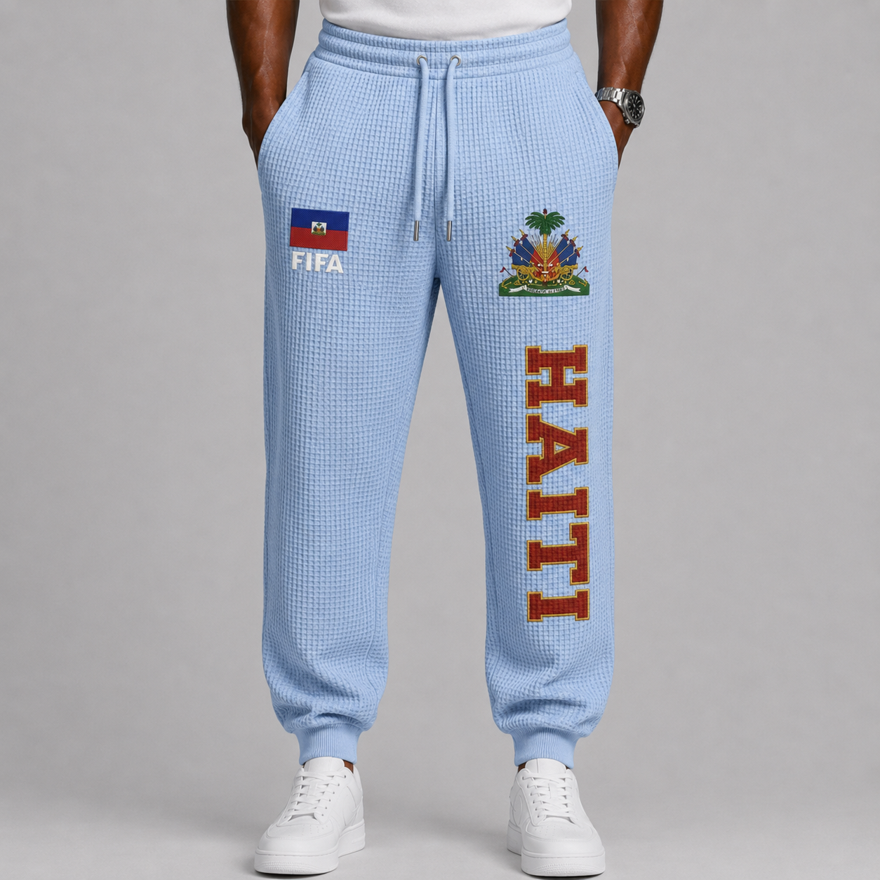 FIFA 2026 Haiti Printed Waffle Football Fan Pants