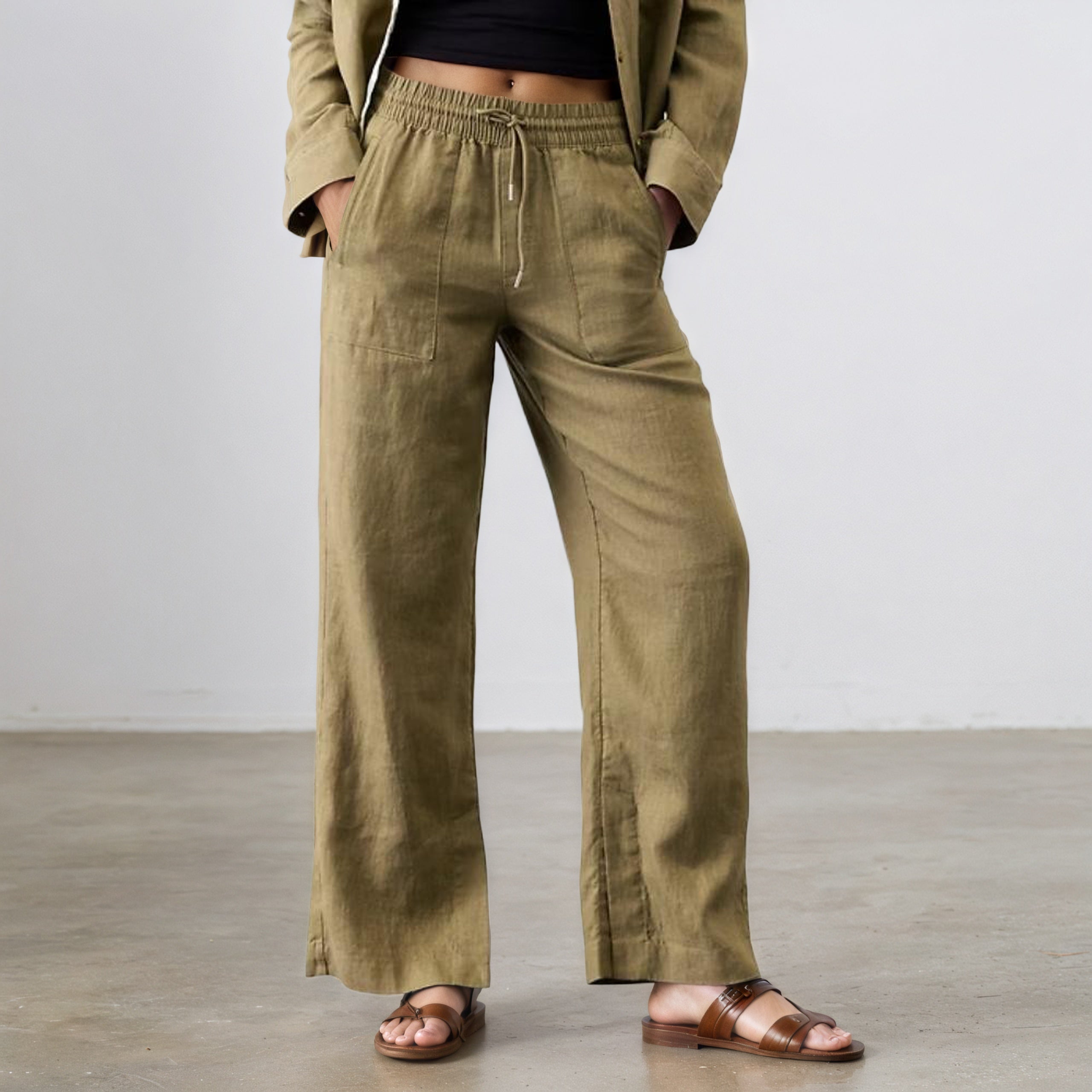 Women's Retreat Linen High Rise Wide Leg Pant-My Comfy PantWomen's Retreat Linen High Rise Wide Leg Pant - Image 4