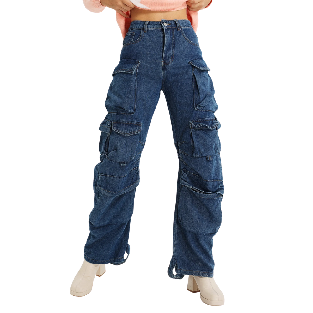 Cargo Jeans With Functional Pocket For Women
