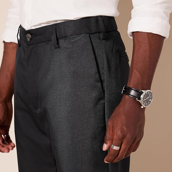 Classic Fit Flat Front Dress Pants for Men