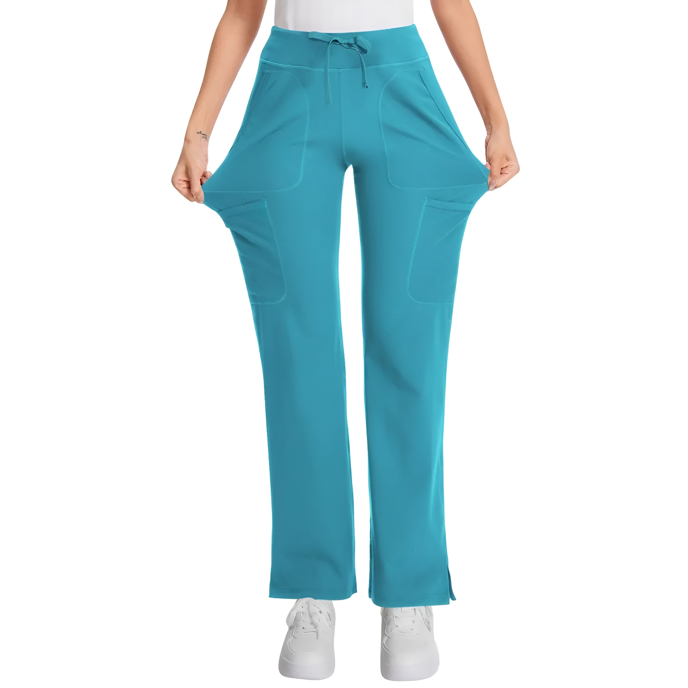 Mid Rise Yoga Pants With 5 Pockets For Women