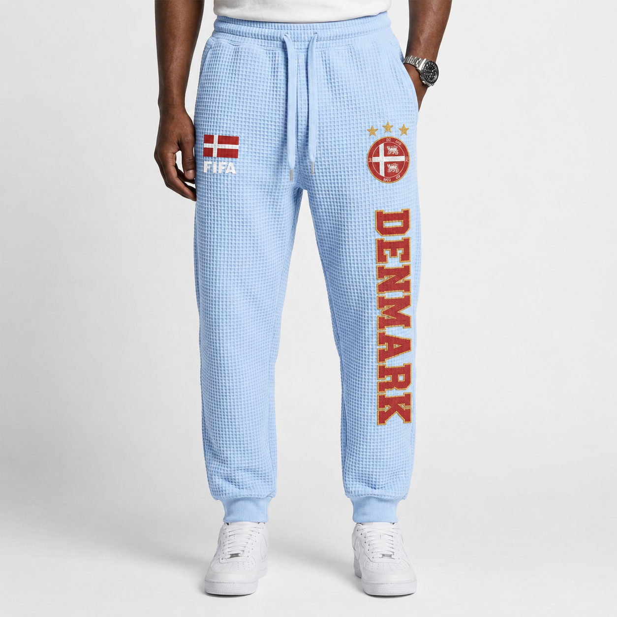 FIFA 2026 Denmark Printed Waffle Football Fan Pants
