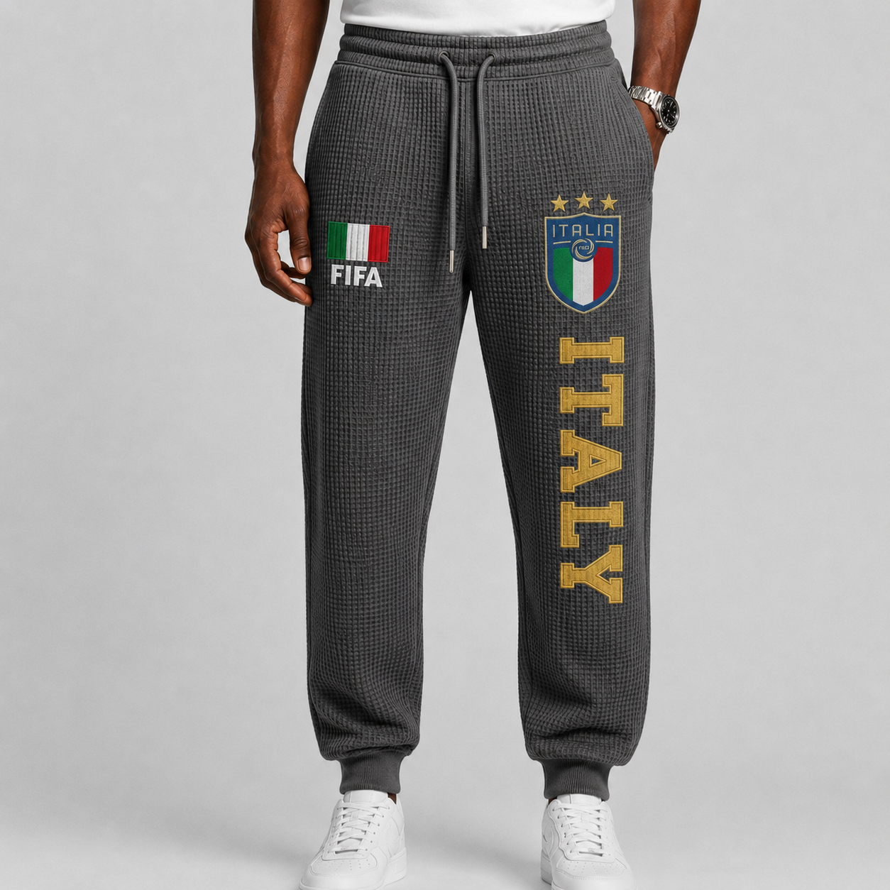 FIFA 2026 Italy Printed Waffle Football Fan Pants