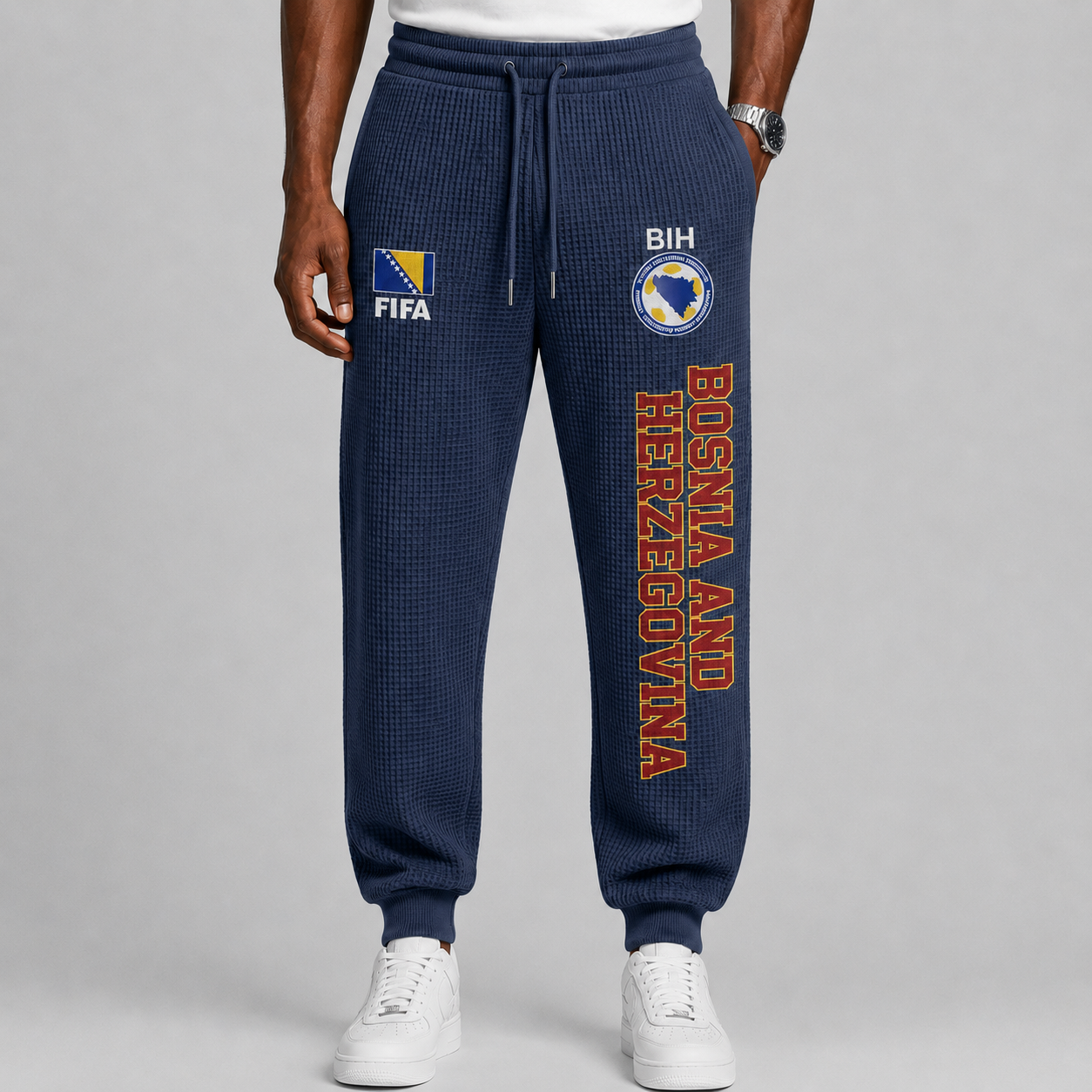 FIFA 2026 Bosnia and Herzegovina Printed Waffle Football Fan Pants