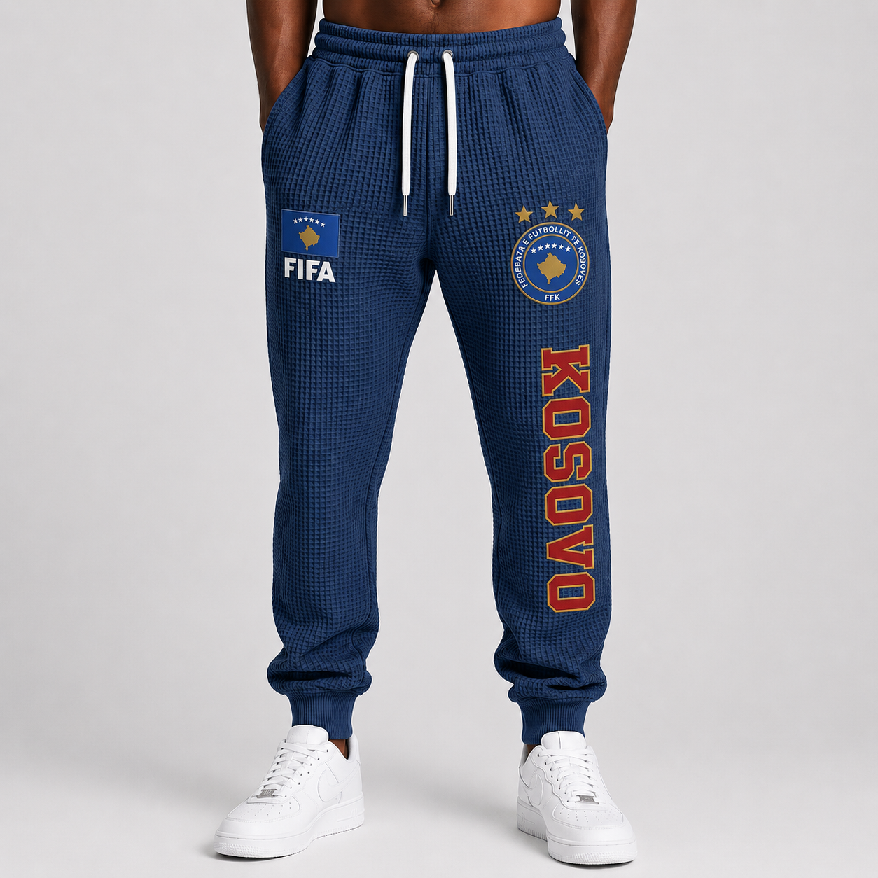 FIFA 2026 Kosovo Printed Waffle Football Fan Pants