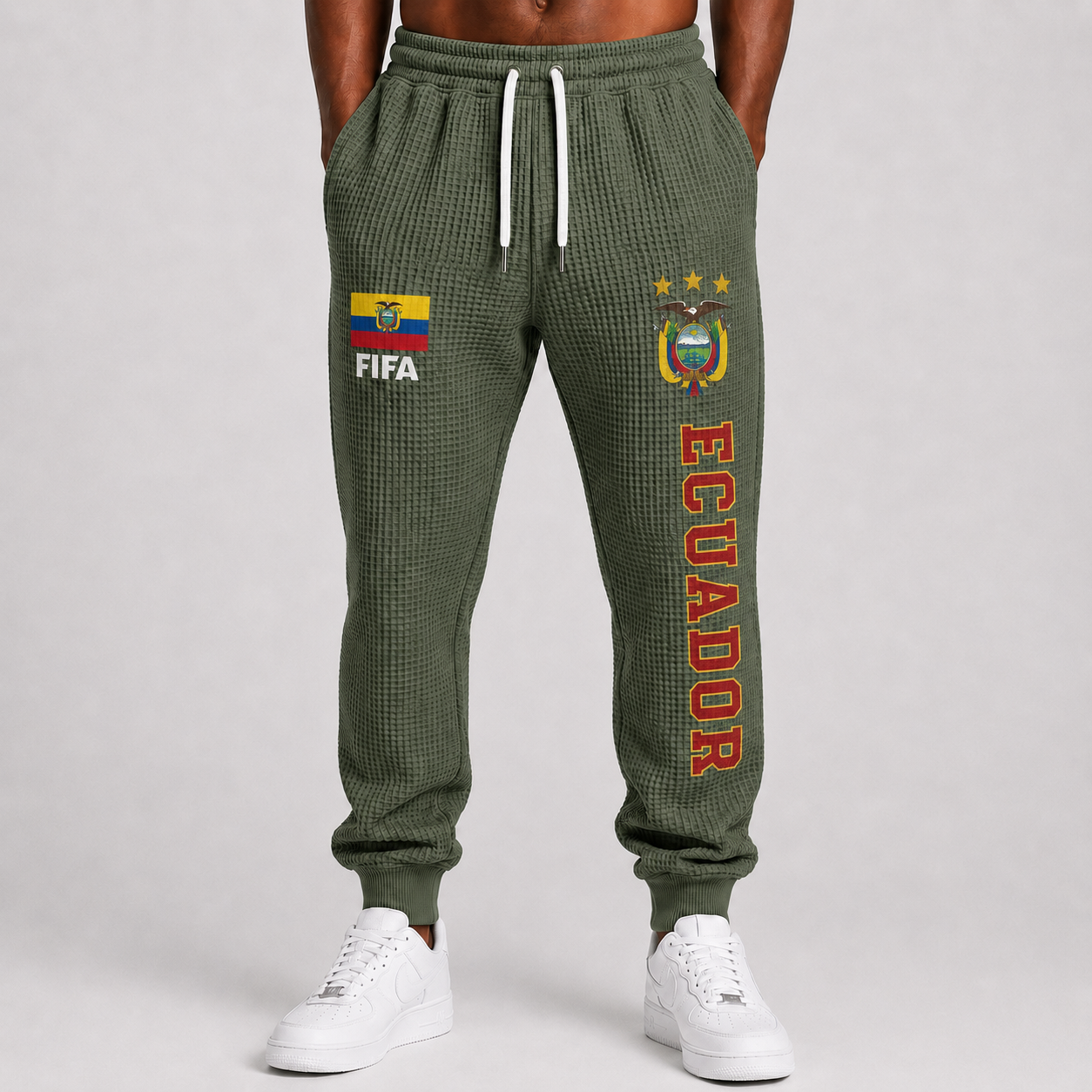 FIFA 2026 Ecuador Printed Waffle Football Fan Pants