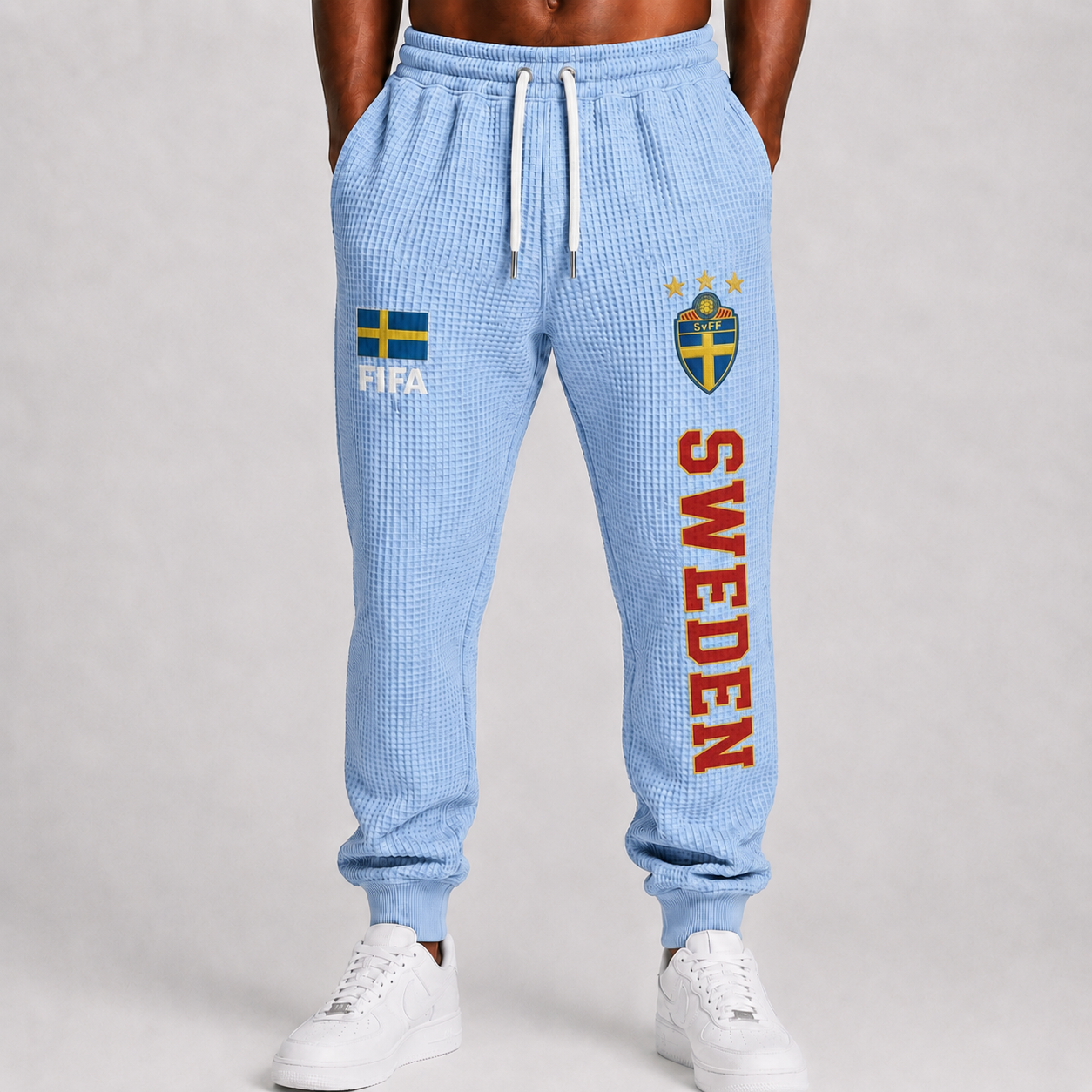 FIFA 2026 Sweden Printed Waffle Football Fan Pants