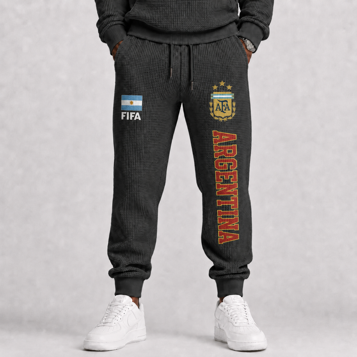 FIFA 2026 Argentina Printed Waffle Football Fan Pants
