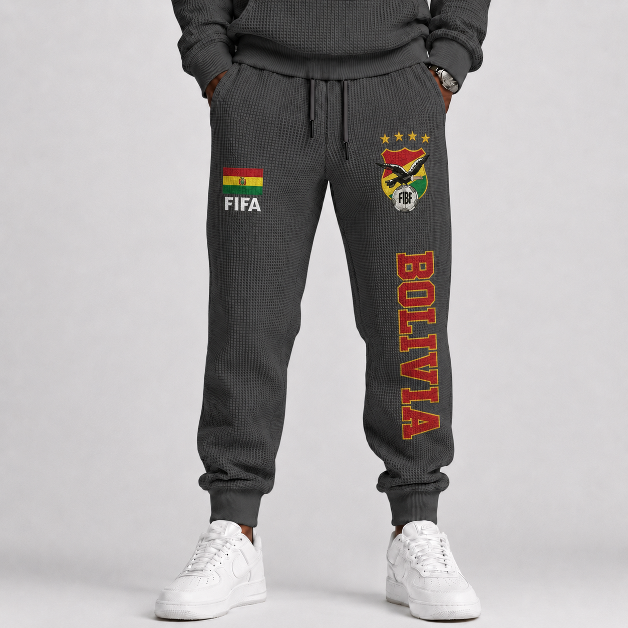 FIFA 2026 Bolivia Printed Waffle Football Fan Pants